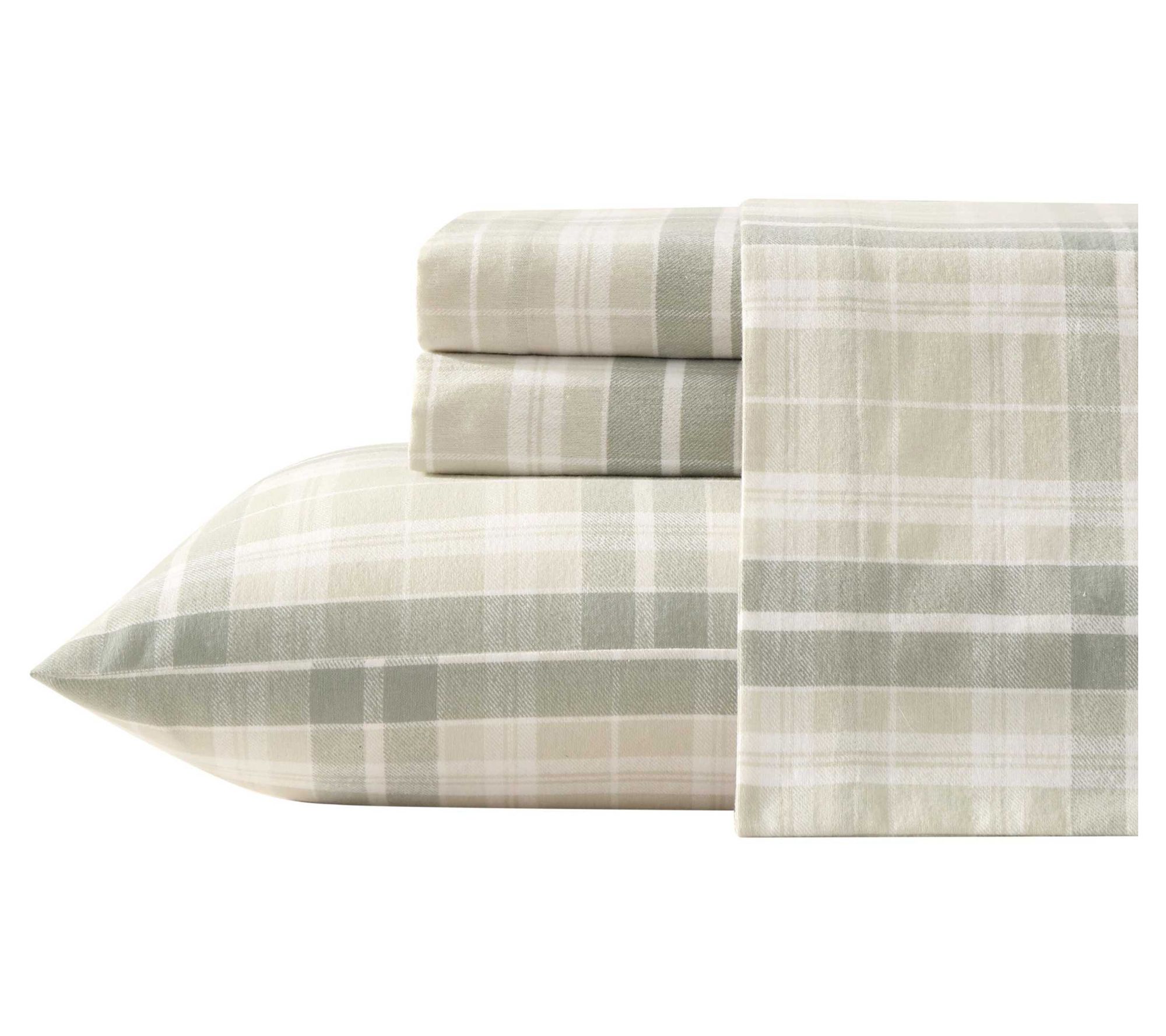 Laura Ashley Mulholland Plaid Green Flannel King Sheet Set