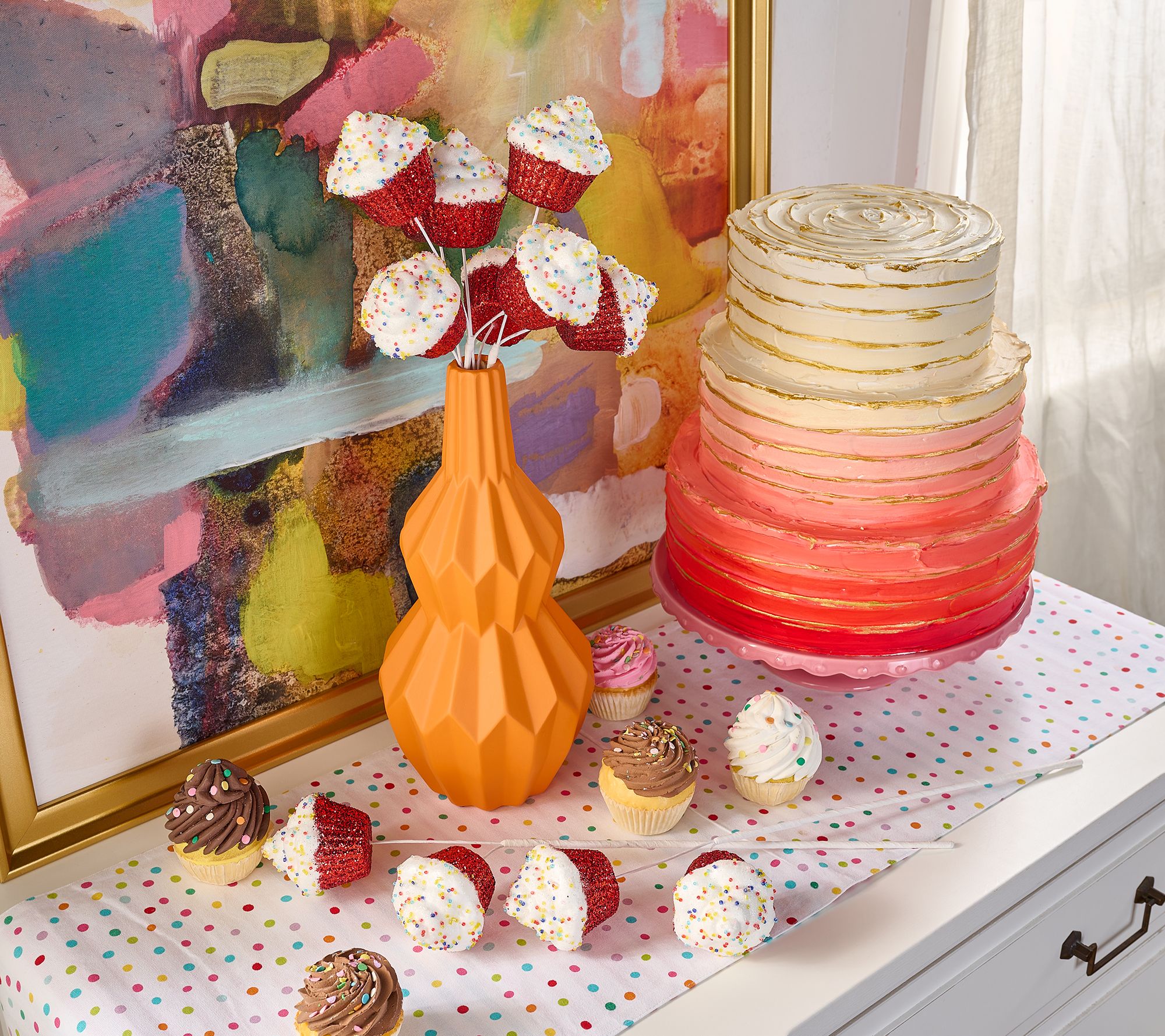 "As Is" Set of 6 Sugared Cupcake Picks w/ Sprinkles by Valerie