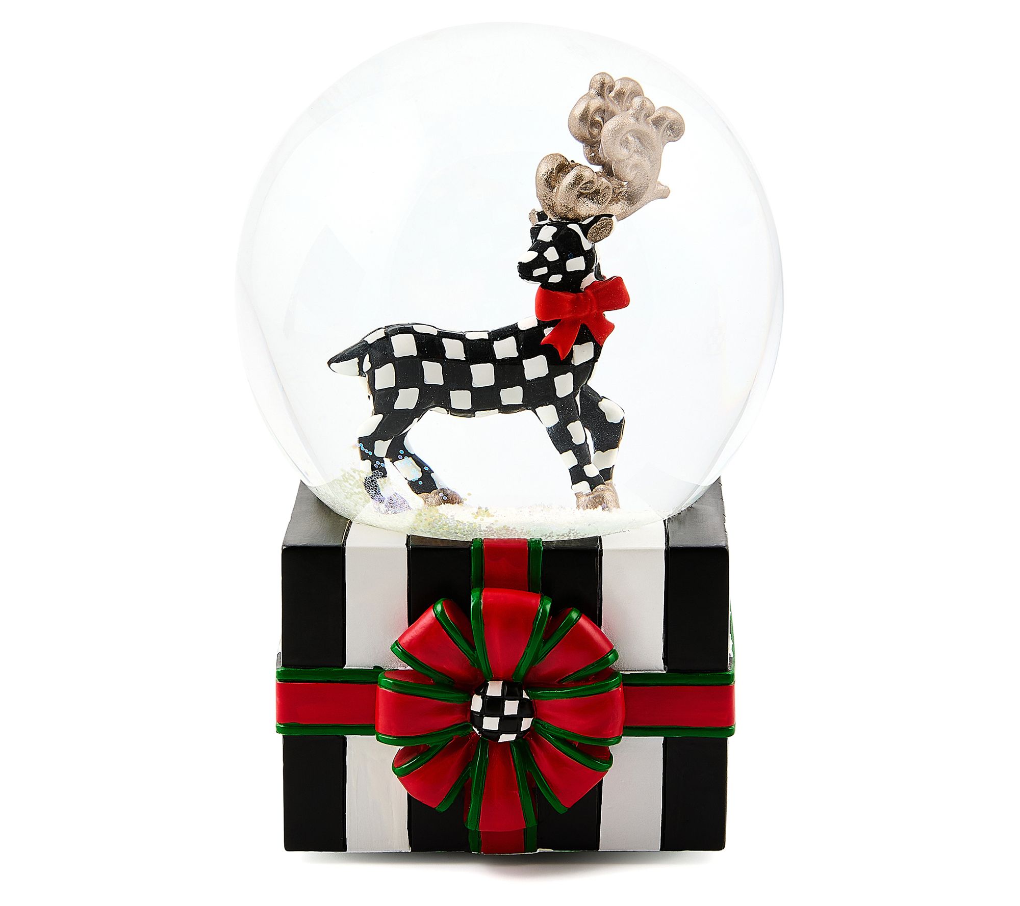 "As Is" MacKenzie- Childs Holly Jolly Deer Snow Globe