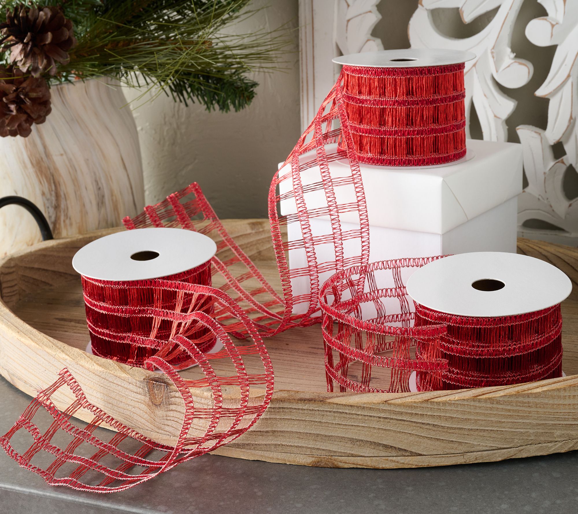"As Is" Set of (3) 2.5" x 5 Yards Ribbon Spool by Valerie