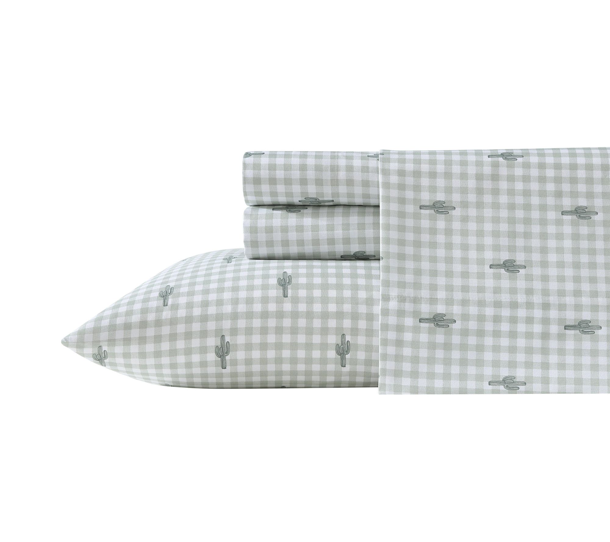 Wrangler Cactus Gingham Green King Microfiber Sheet Set