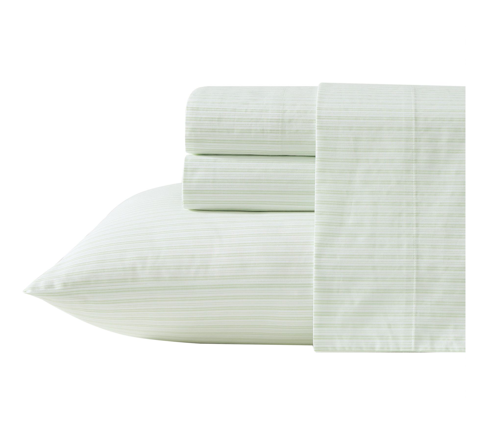 Laura Ashley Bedford Stripe Green Cotton King Sheet Set