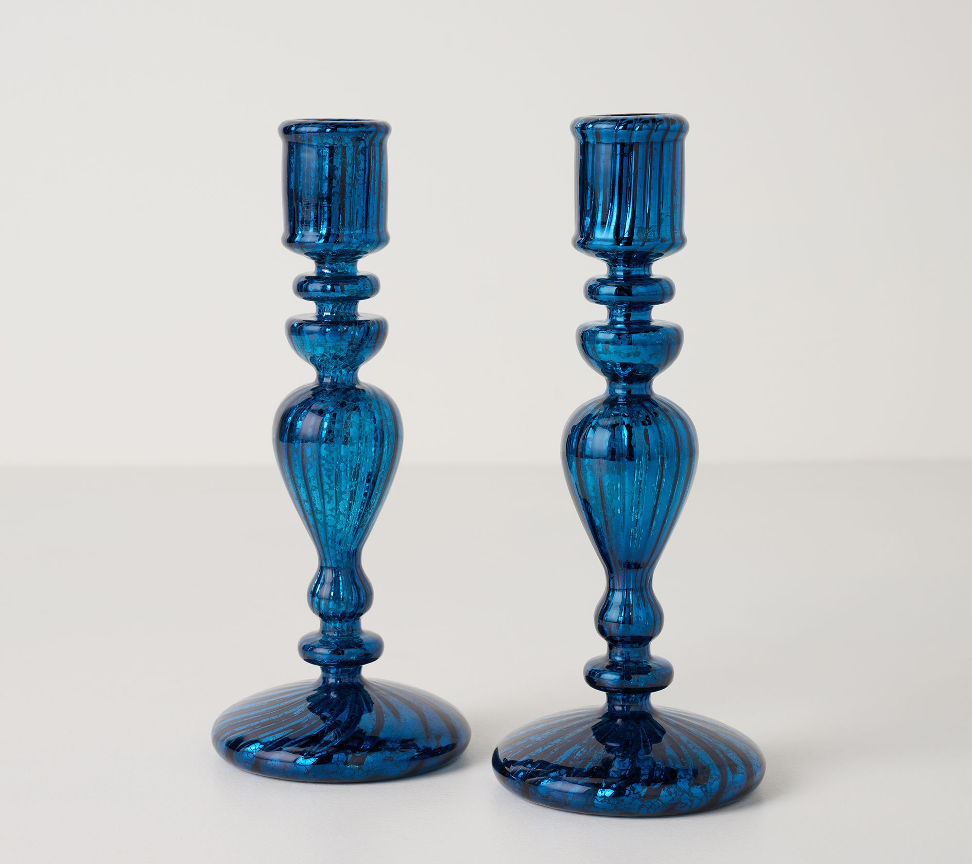 S/(2) 8.5" Mercury Glass Taper Candle Holders by Valerie