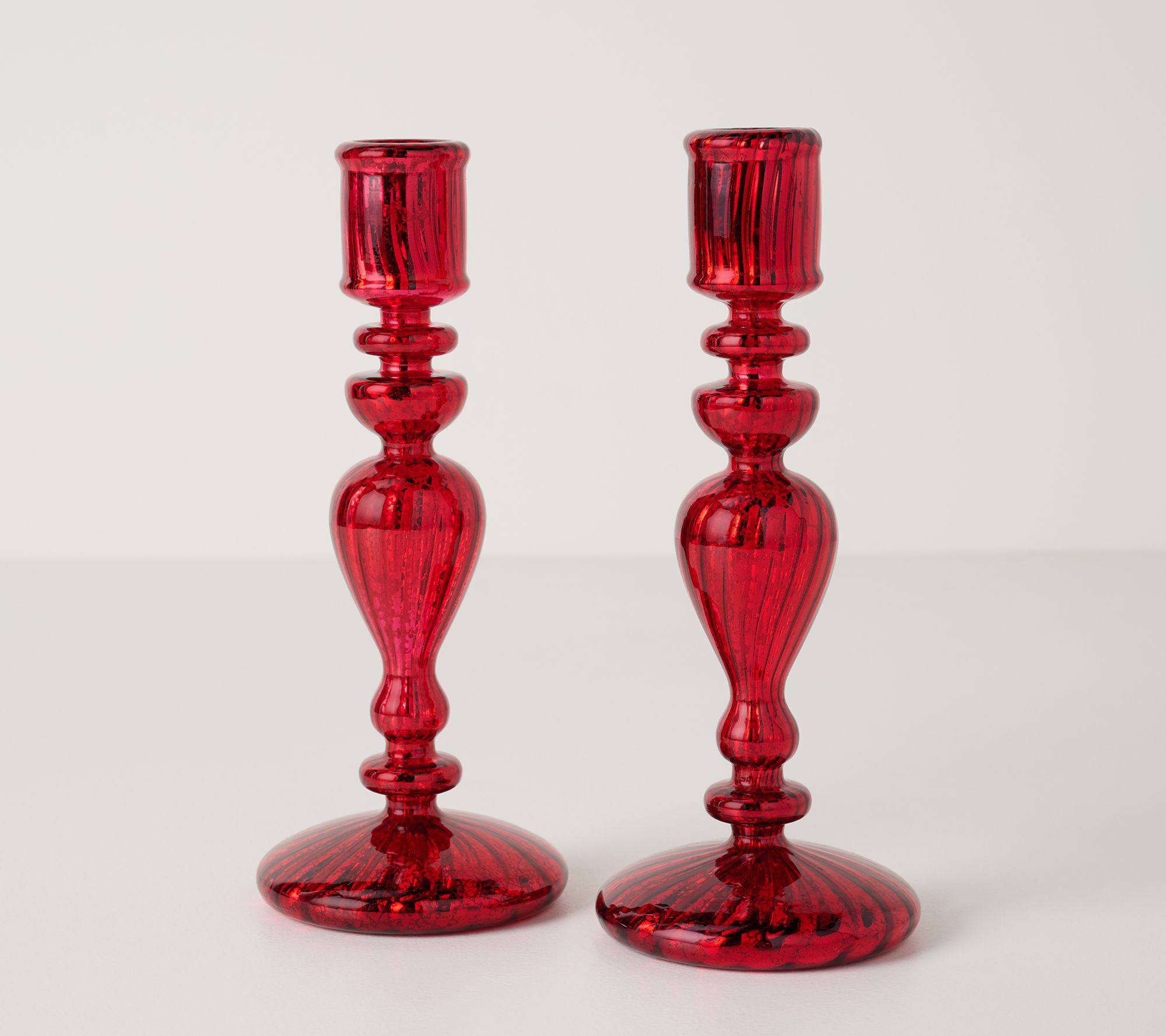 S/(2) 8.5" Mercury Glass Taper Candle Holders by Valerie