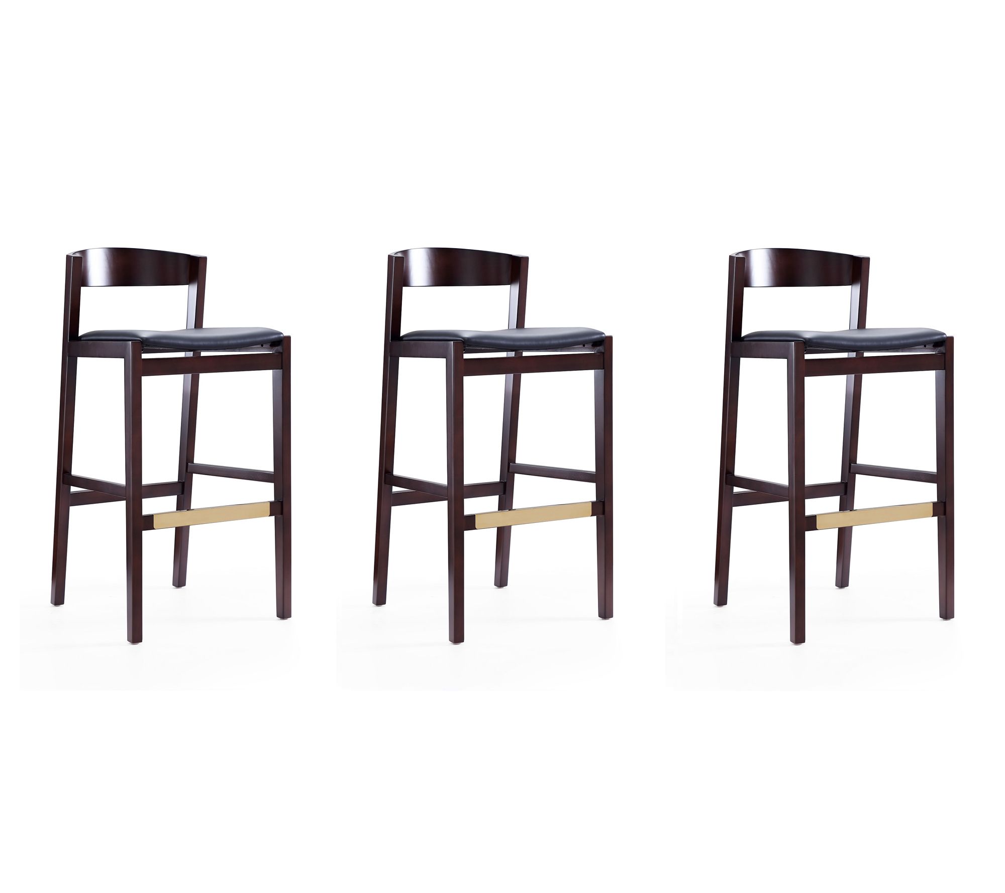 Manhattan Comfort Klismos Wood Upholstered Barstool - Set of 3