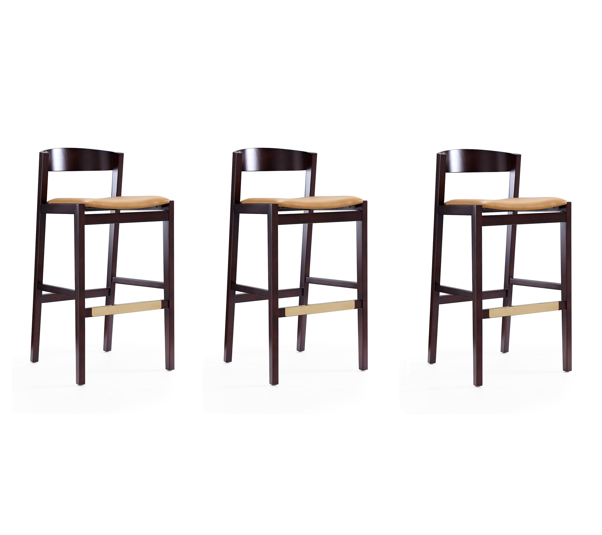 Manhattan Comfort Klismos Wood Upholstered Barstool - Set of 3