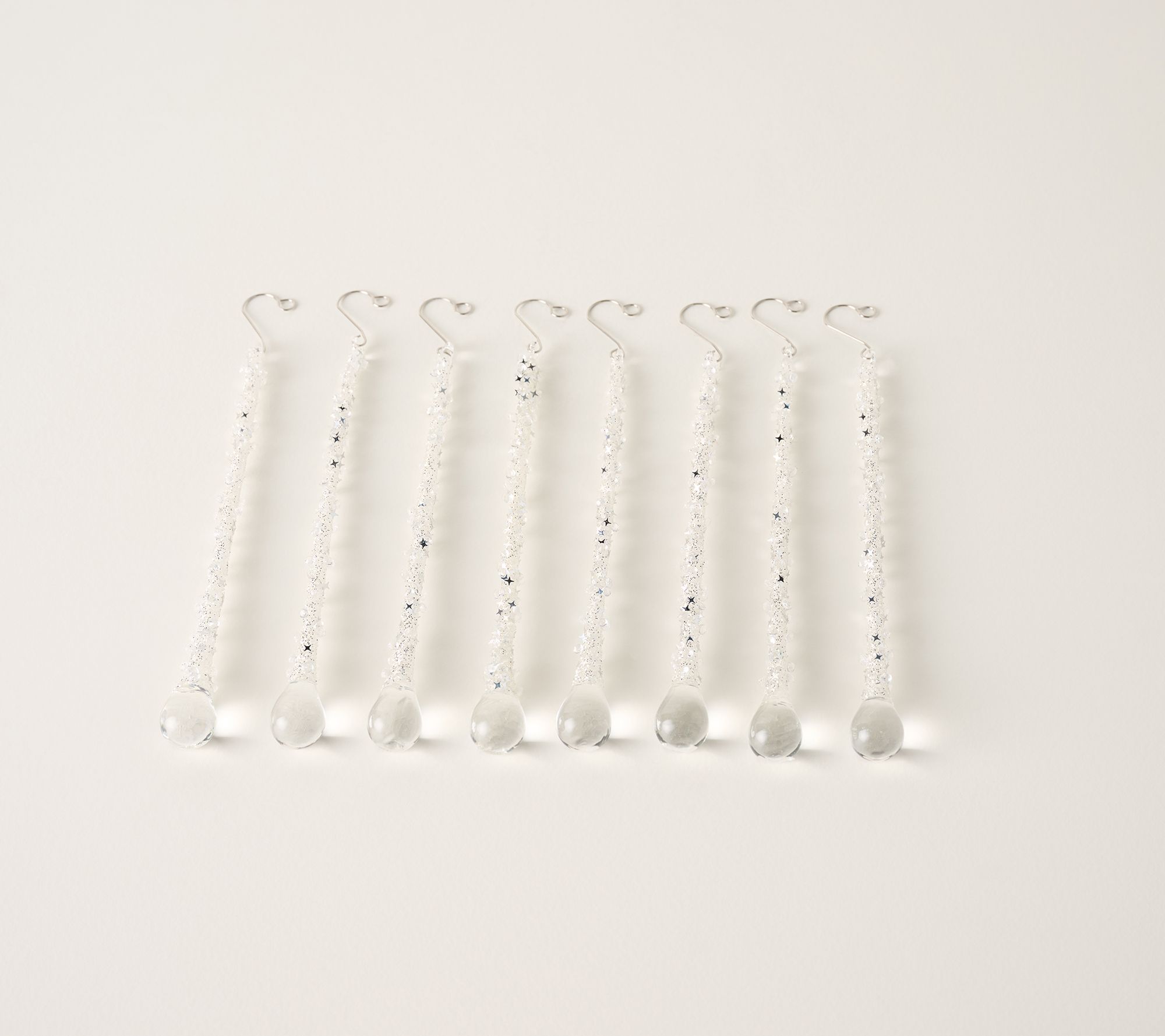 Set of 8 Beaded Glass Icicles with Stars by Valerie