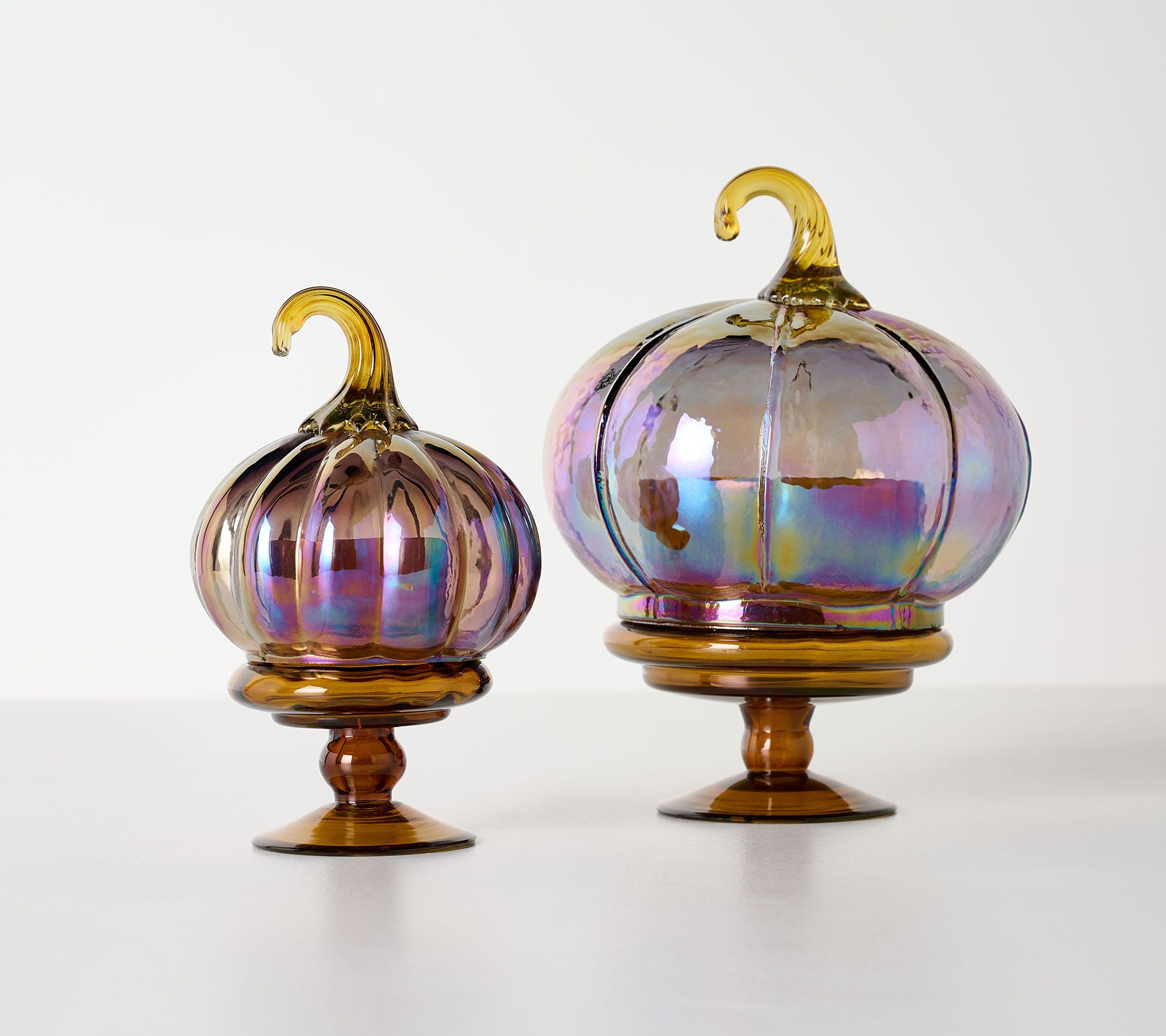 Home Reflections Set of 2 Large & Medium Glass Pumpkins