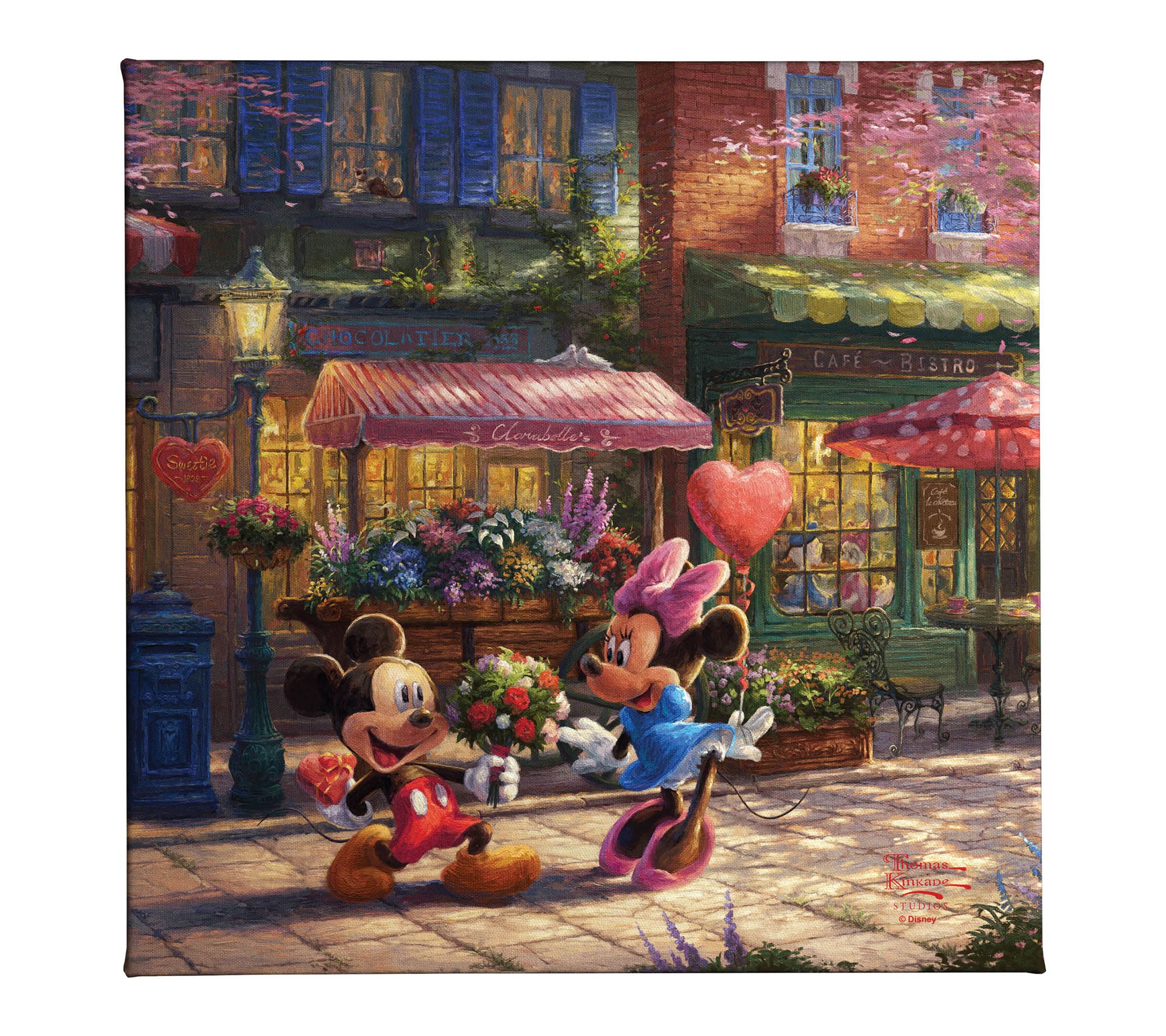 Thomas Kinkade Mickey&Minnie Sweetheart CafÃ© 14x14 Gallery Wrap