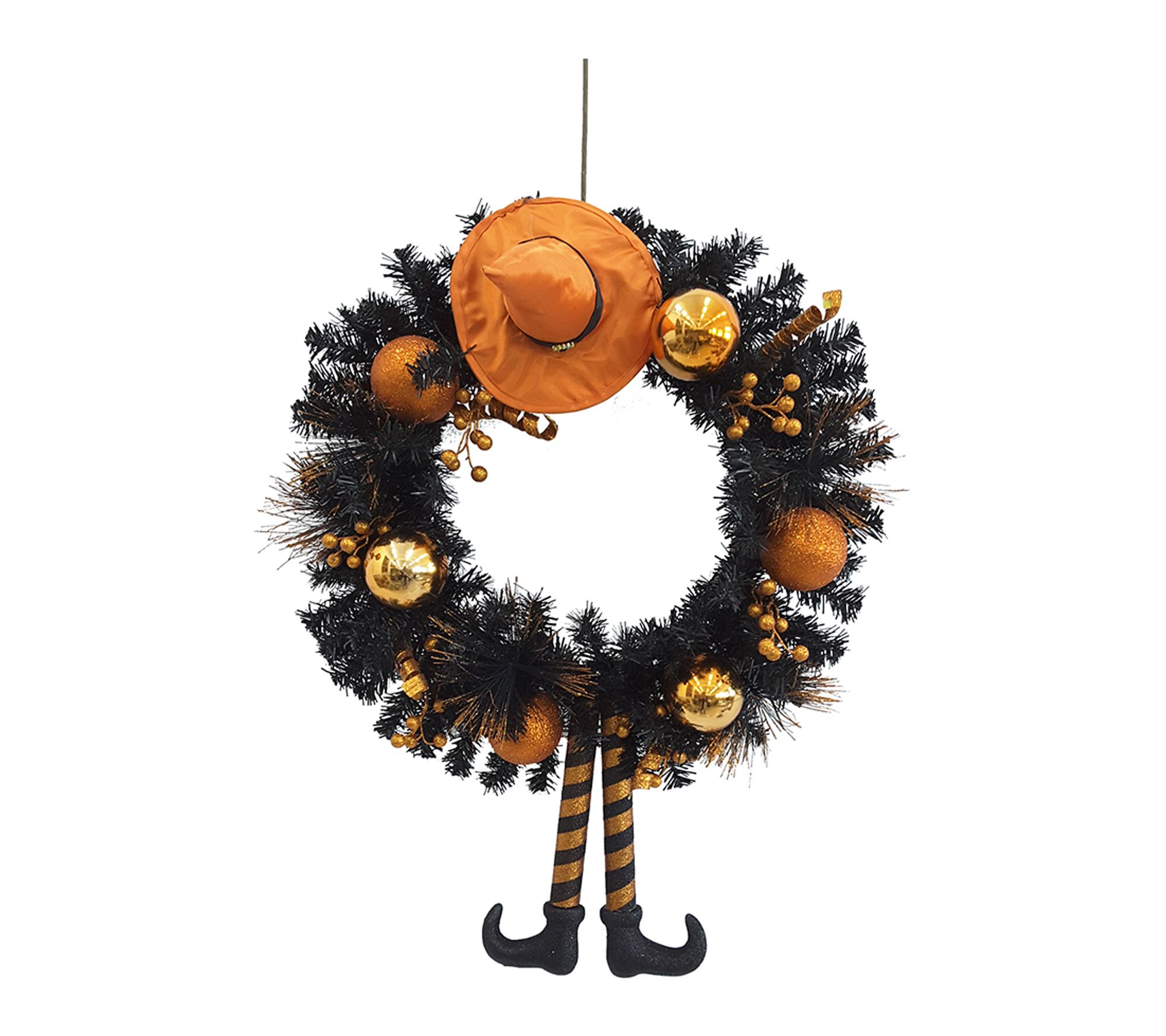 RC Home Decor-33" Halloween Wreath with Witch Hat & Legs
