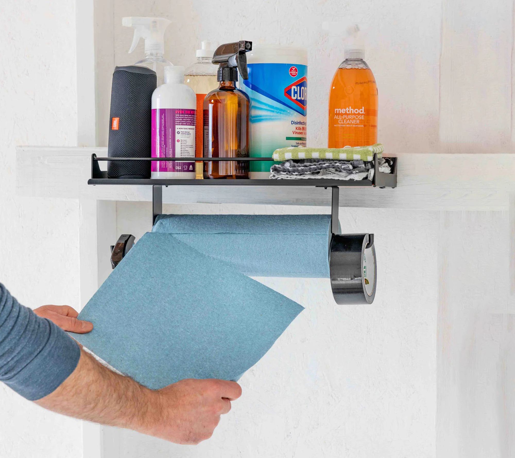 StoreYour Quick Clean Paper Towel Holder and Wall Shelf