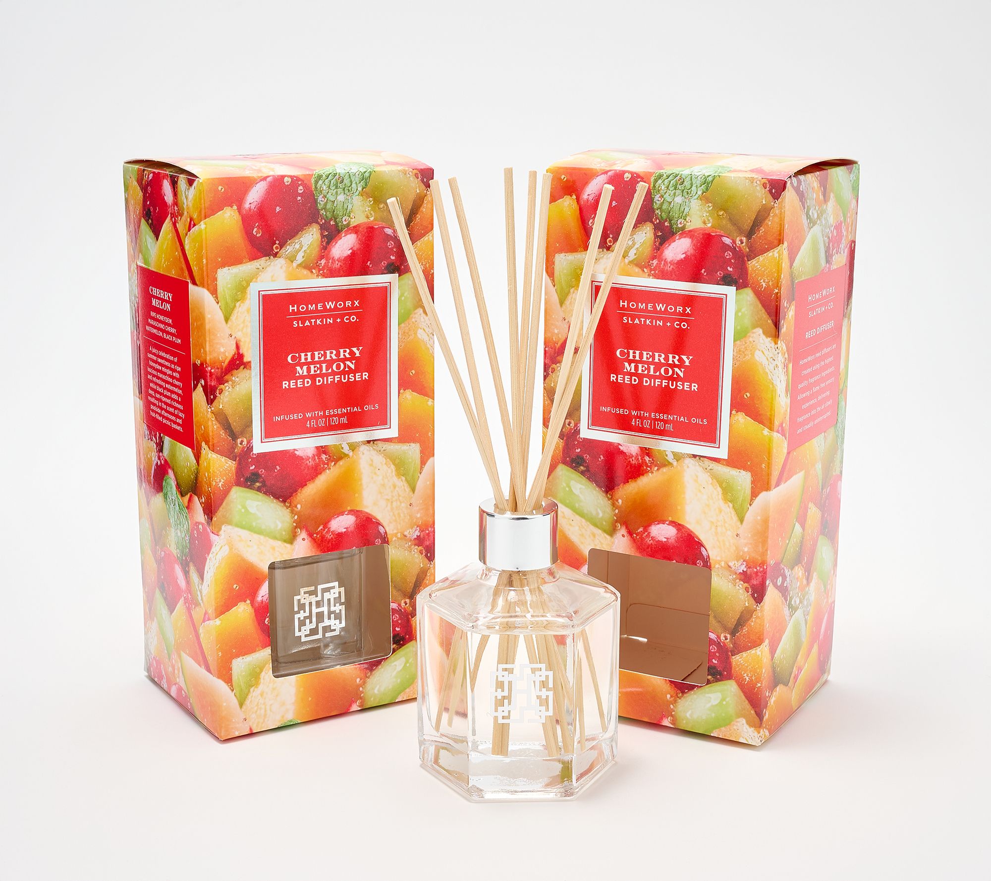 "As Is" HomeWorx by Slatkin + Co. S/2 CherryMelon Reed Diffusers