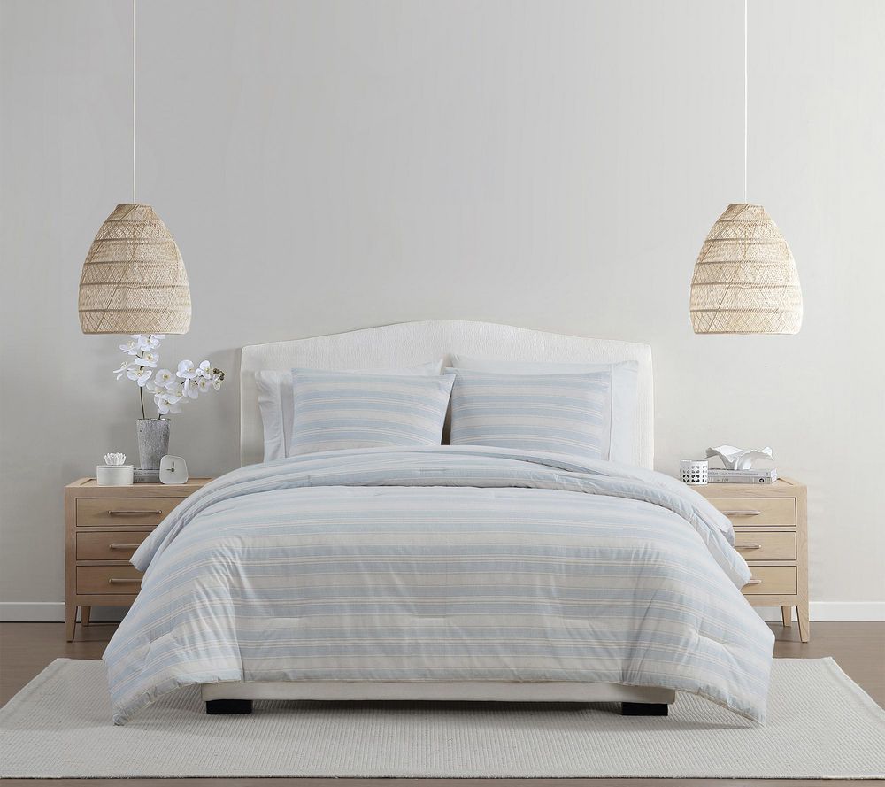 Palm Aire Bay 3 -Pc Textured Stripe Cotton Comforter Set, Queen