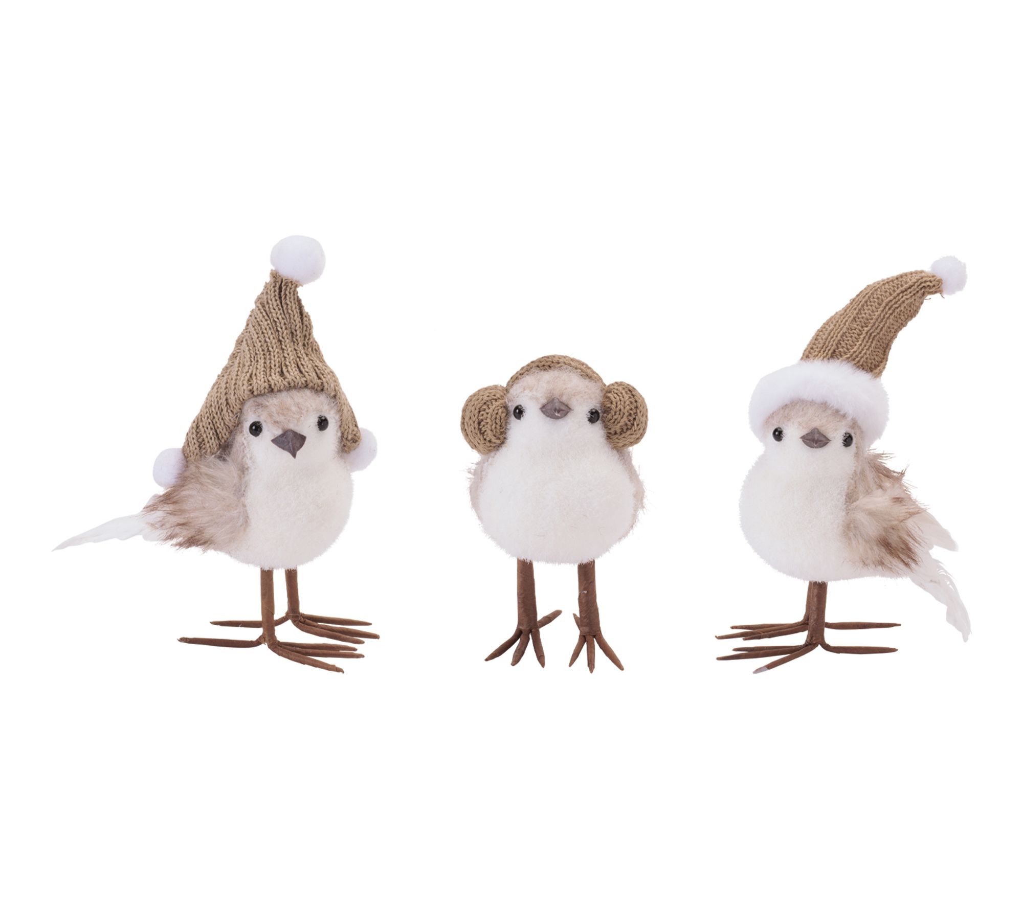 Melrose Winter Bird Figurines with Knit Hats (Set of 3)