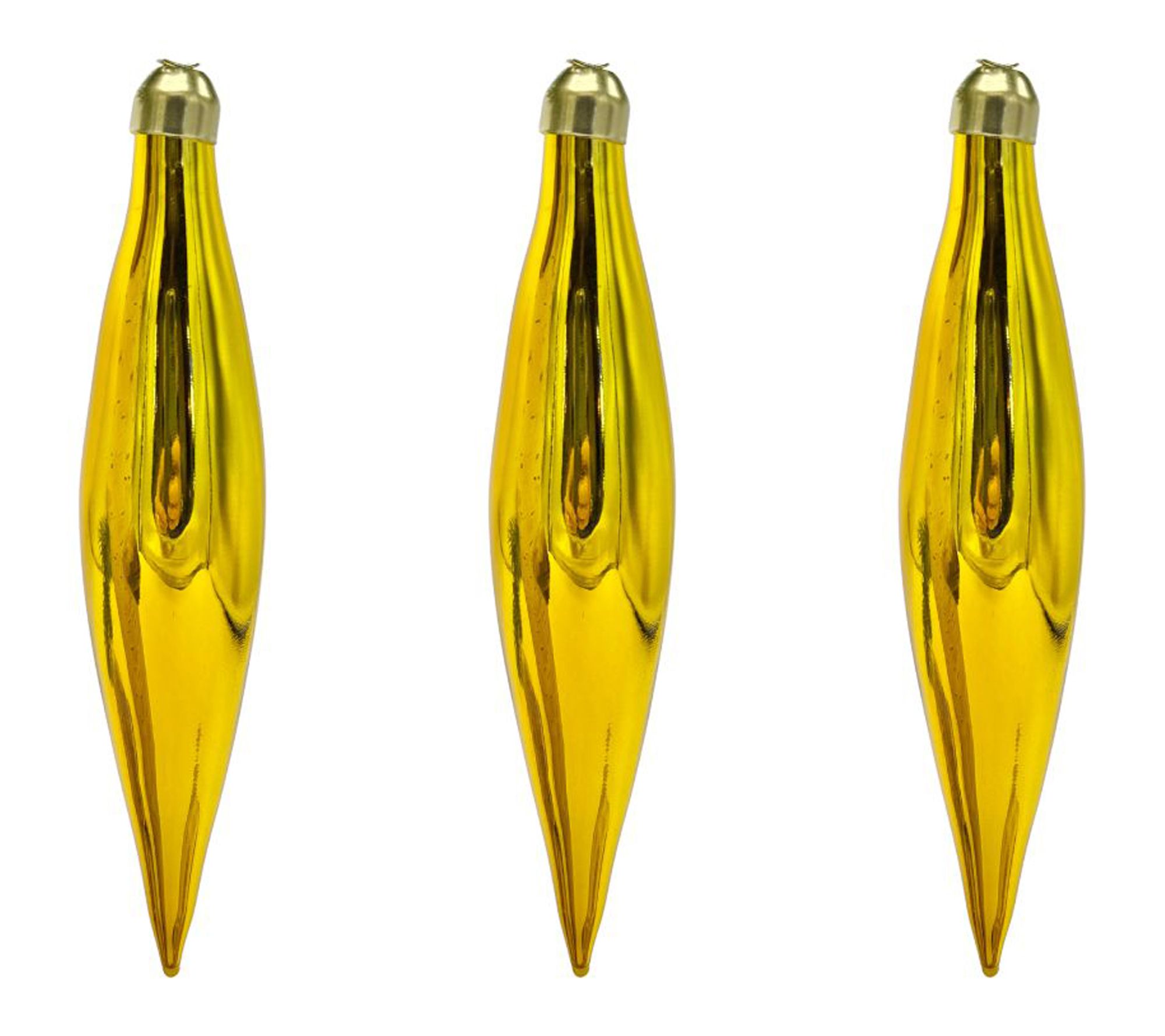 Whitehurst 11" Gold Teardrop Glass Ornments by Eddie Ross, S/3