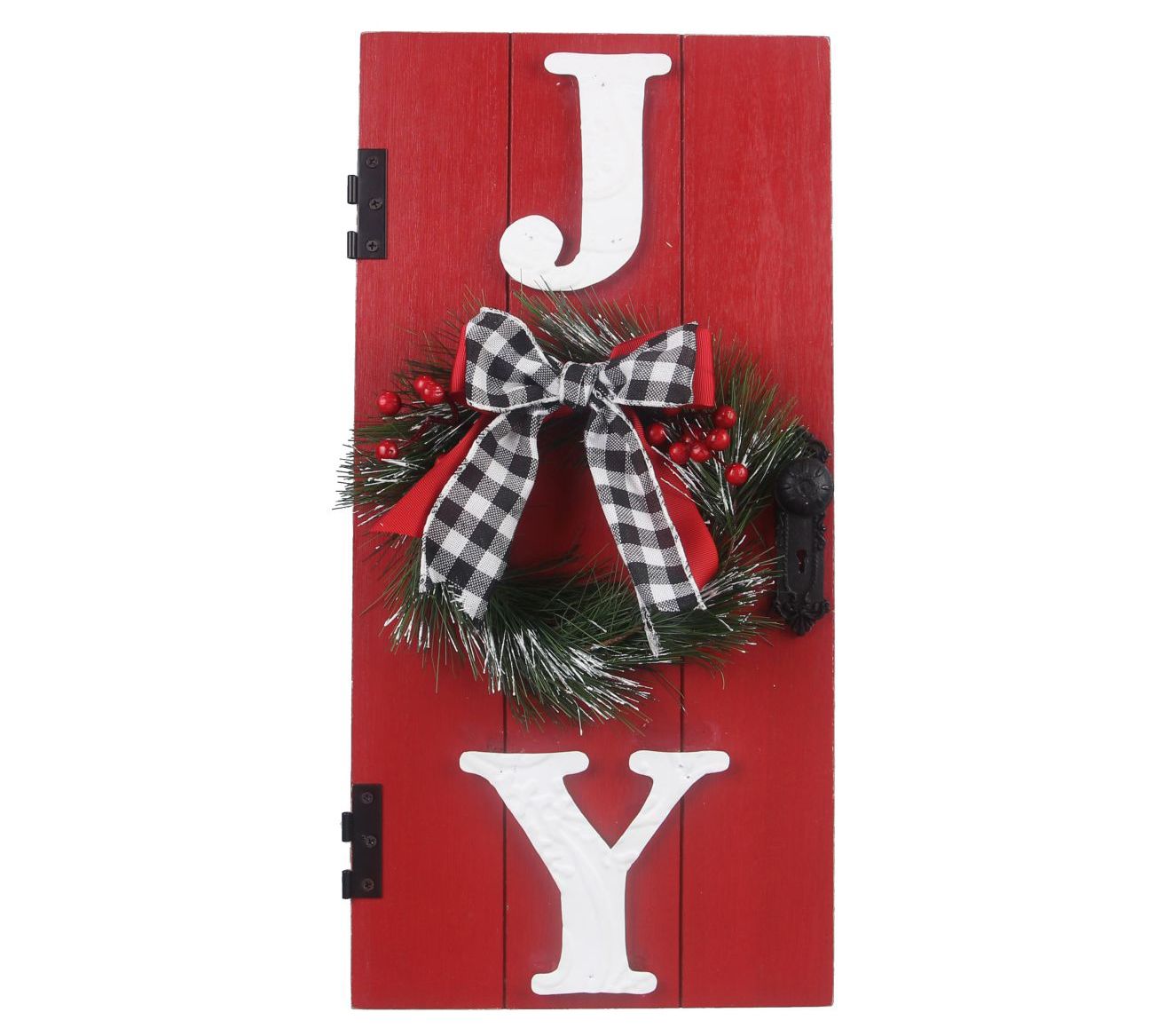 Young's red wood door JOY wall sign - QVC.com