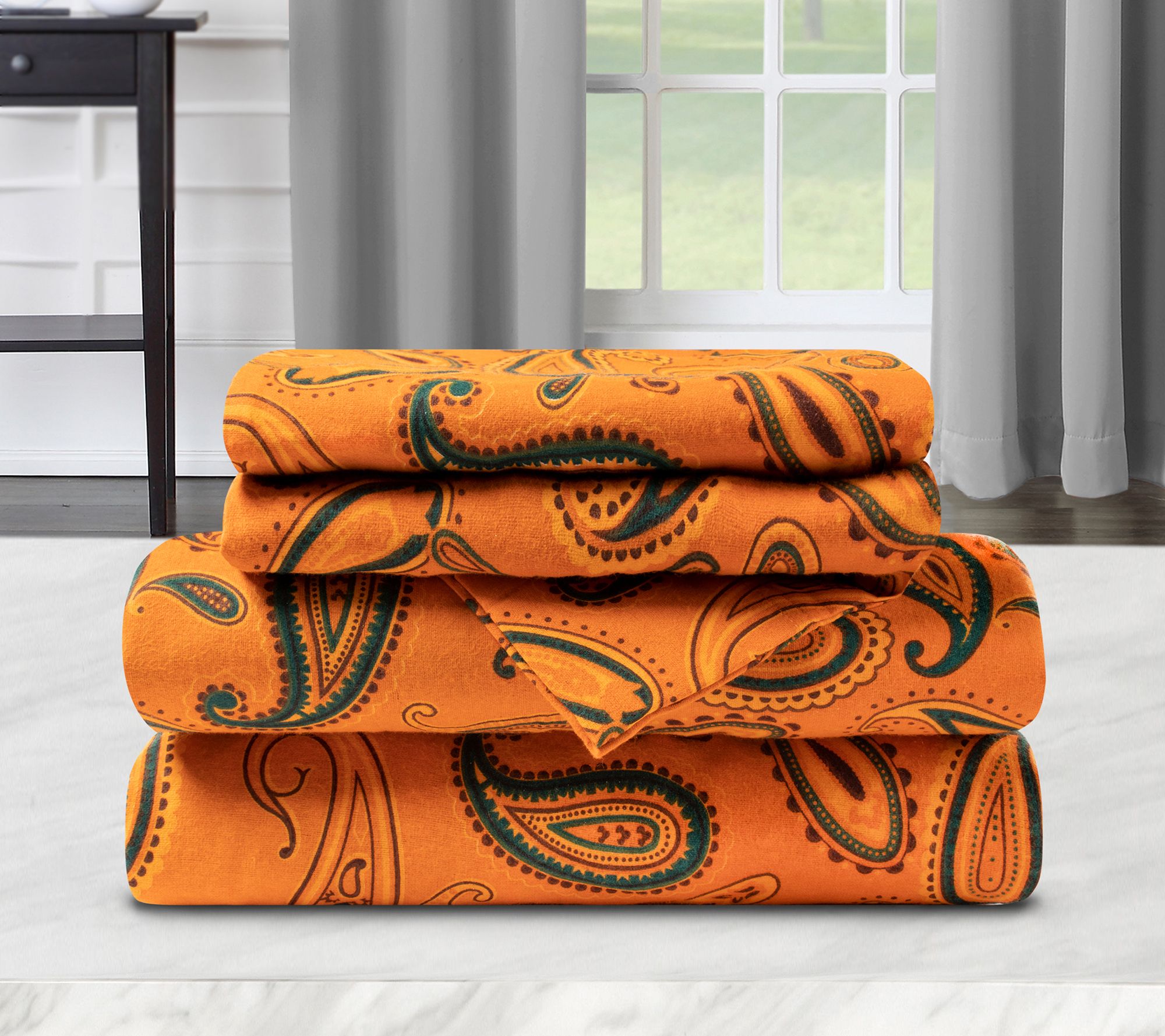 Superior Cotton Flannel Deep Pocket Paisley Sheet Set, Queen