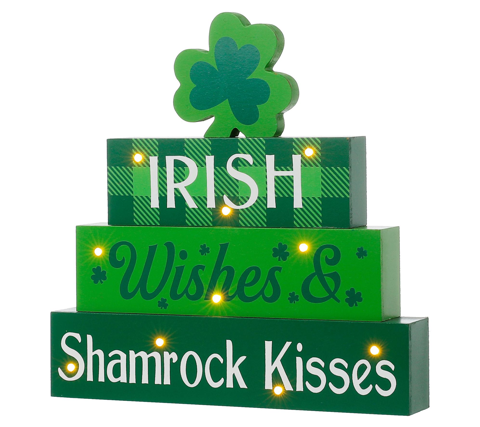 Glitzhome LED Lighted St. Patricks Stack o' Bloks Table Decor