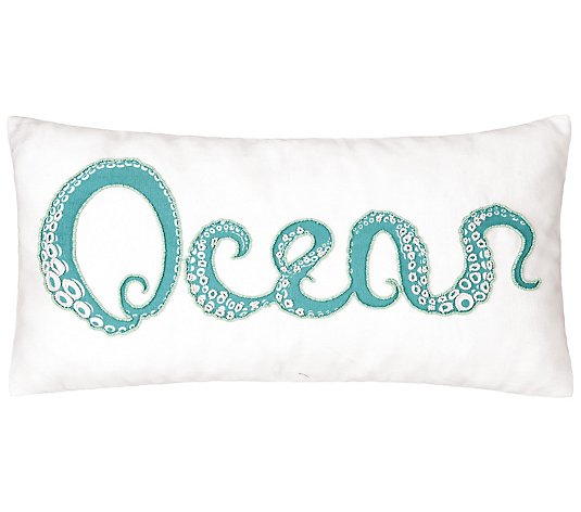 14" x 22" Octi Ocean Beaded Throw Pillow by Valerie