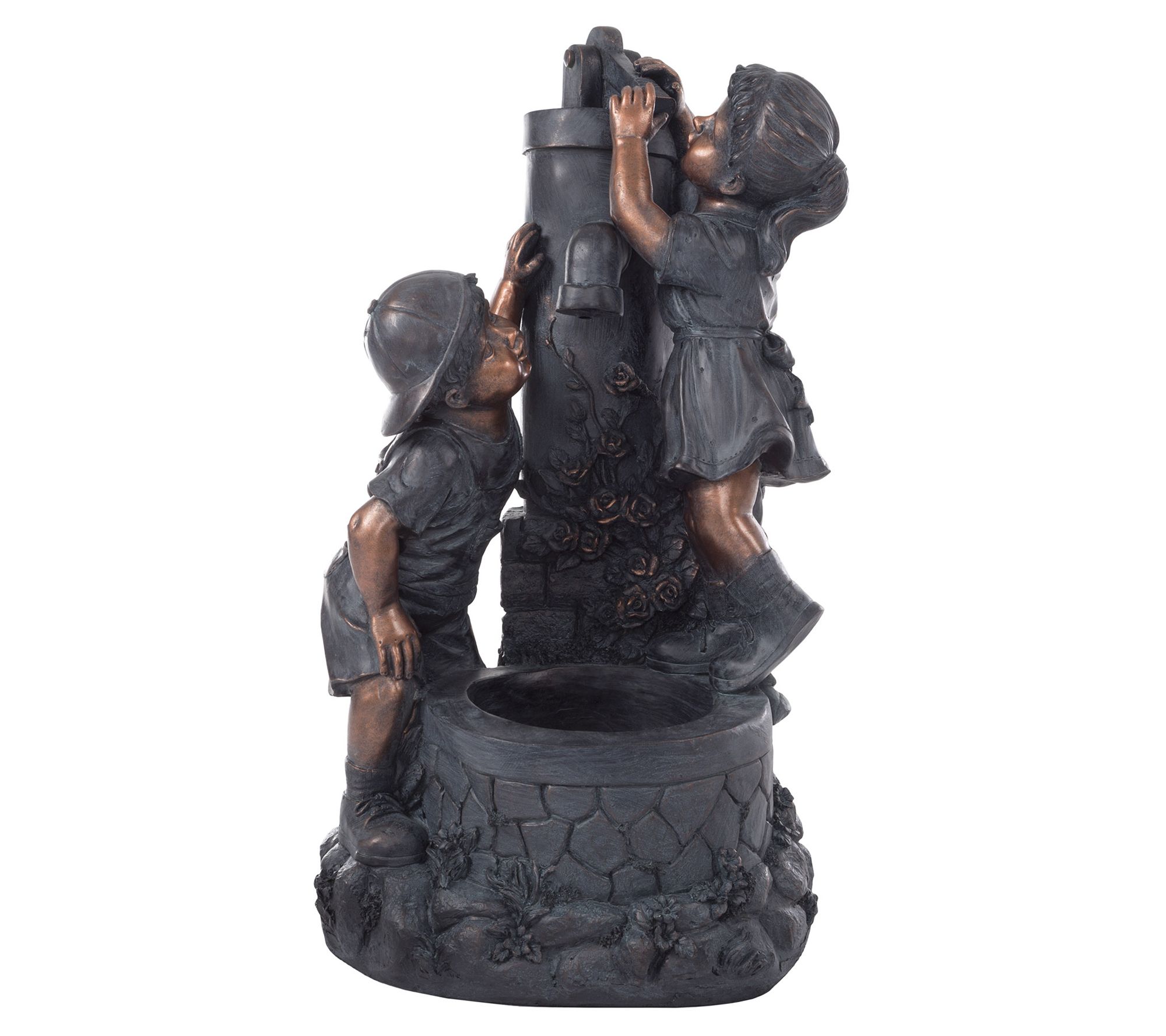 Boy and Girl Outdoor Water Fountain by Nature Spring