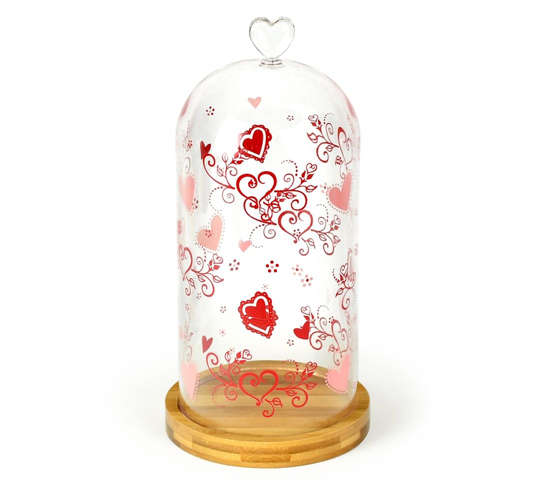 Temp-tations Seasonal Glass Cloche with Wood Bae