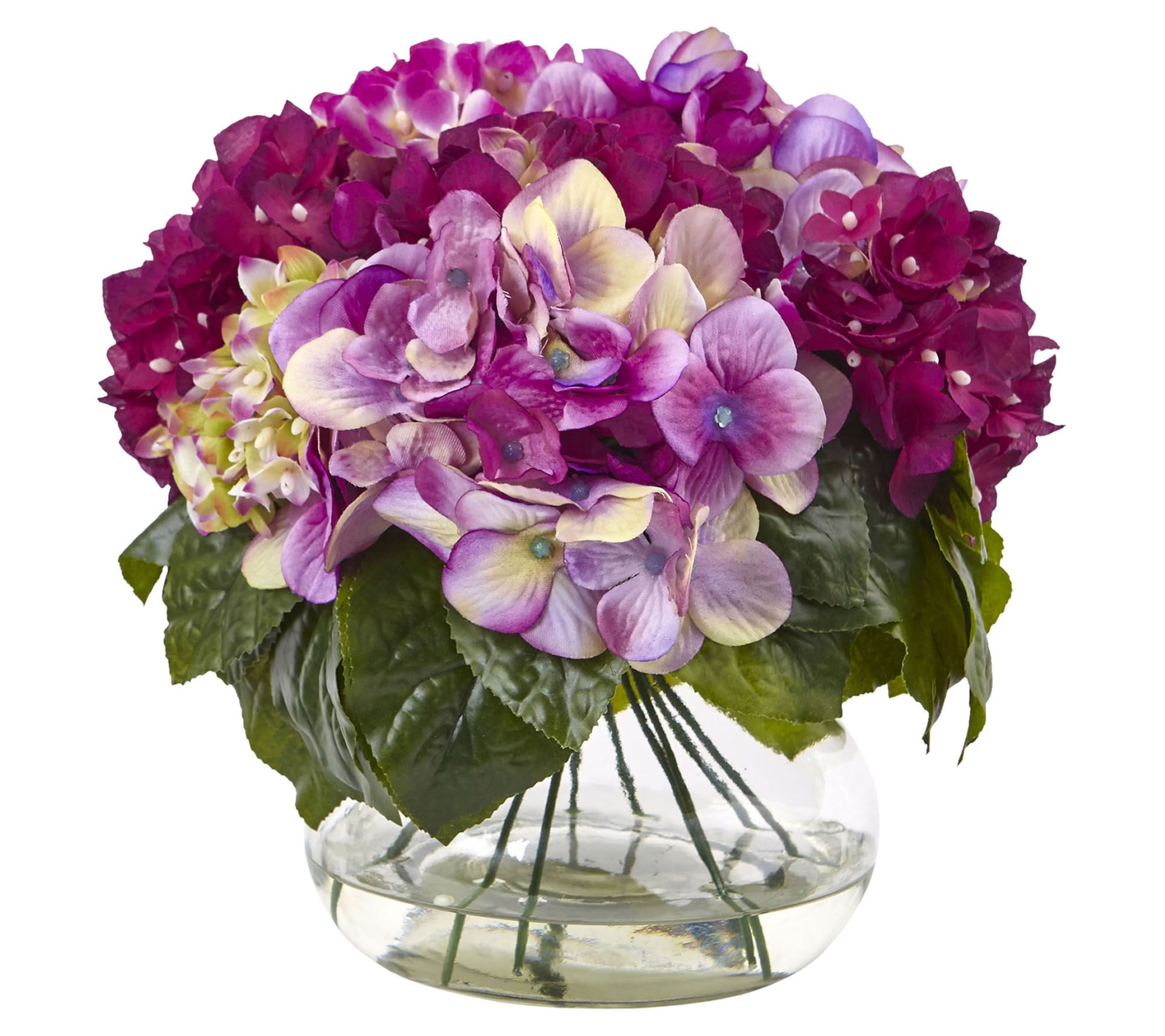 Multi-Tone Hydrangea with Vase by Nearly Natural