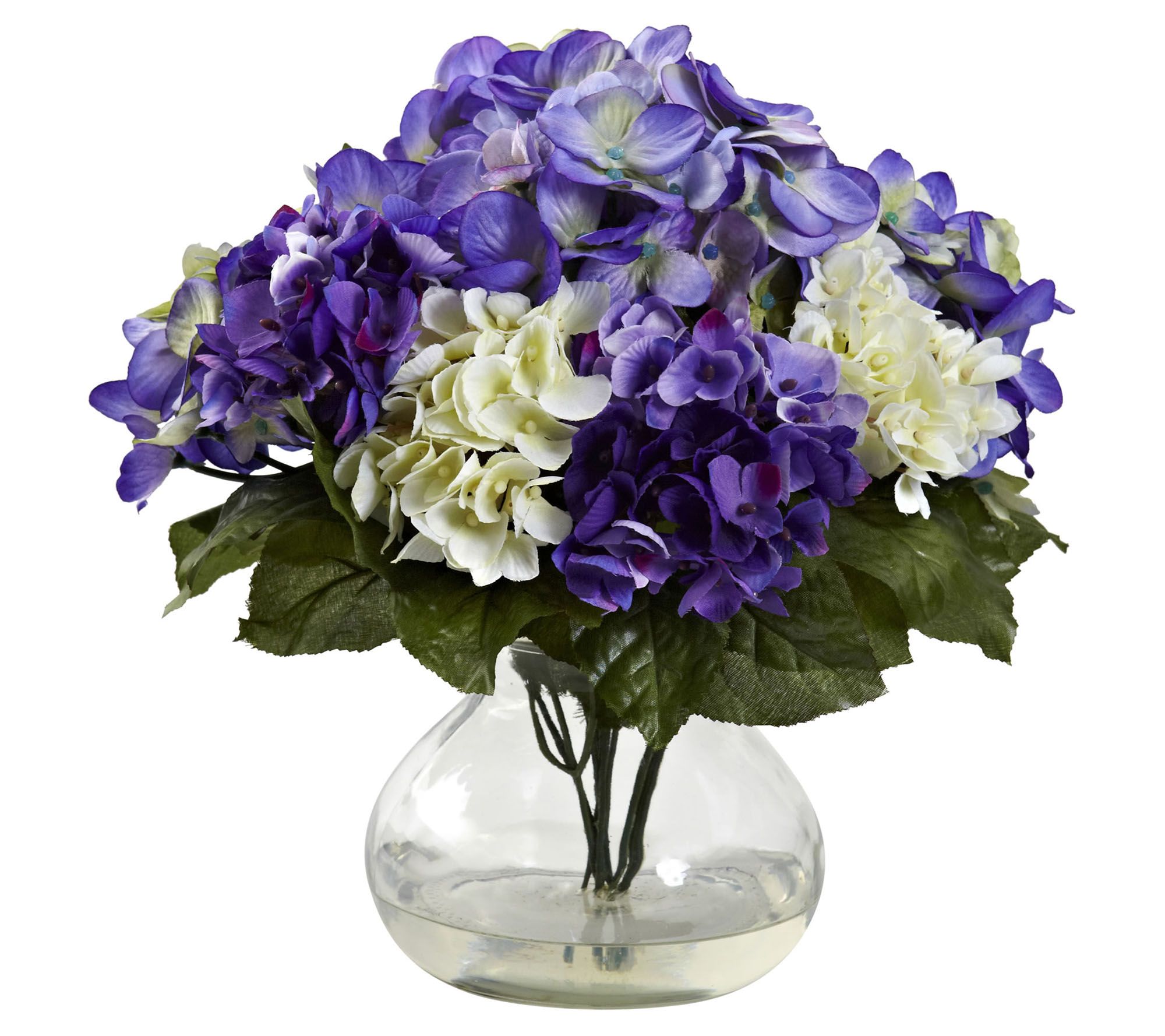 Multi-Tone Hydrangea with Vase by Nearly Natural