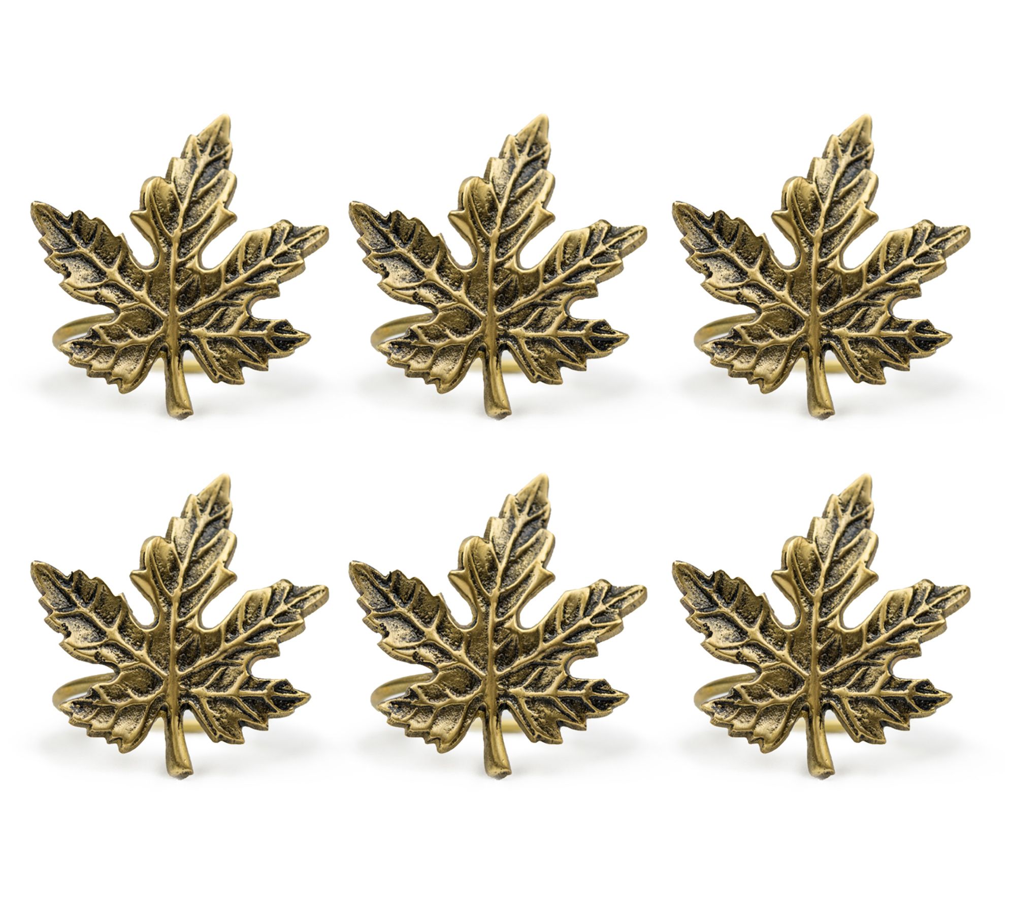 Design Imports Set of 6 Gold Maple Leaf Napkinngs