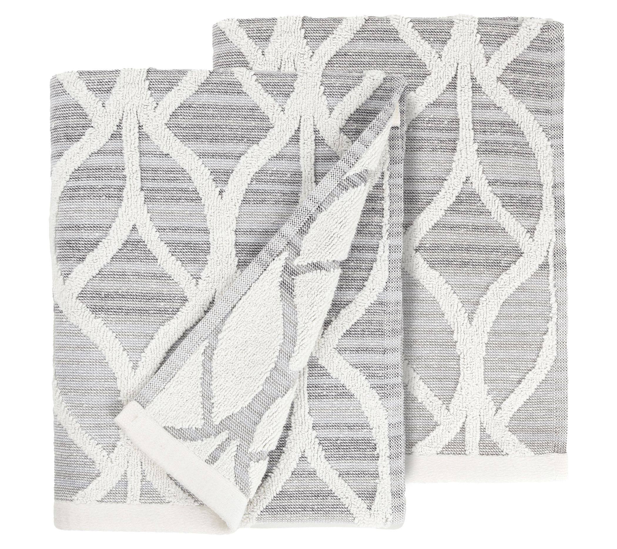 Alev Jacquard Bath/Hand Towel set Gray - Linum Home Textiles