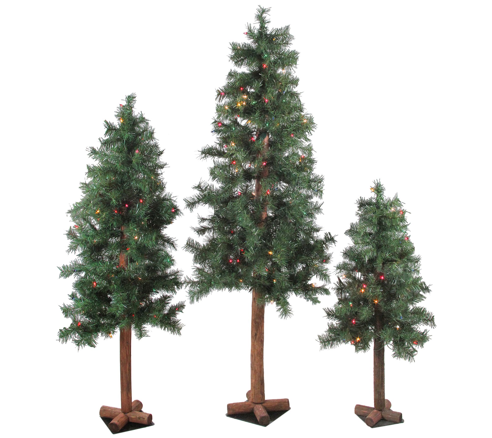Northlight Set of 3 PreLit Woodland Alpine Christmas Trees