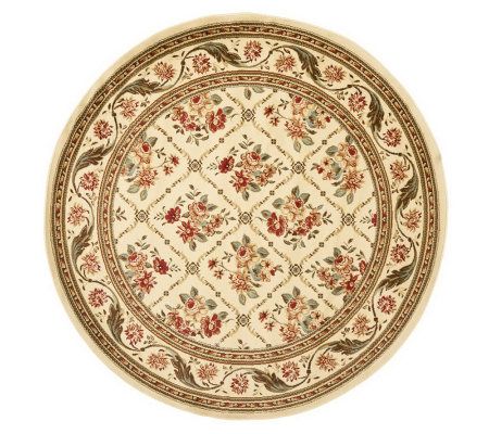 Lyndhurst Floral Lattice Power Loomed 5'3" x 5'3" Round Rug