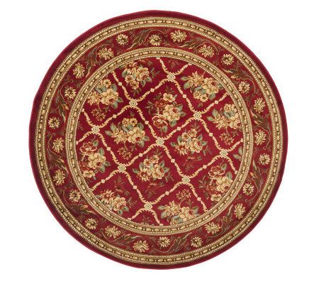 Lyndhurst Floral Lattice Power Loomed 5'3" x 5'3" Round Rug