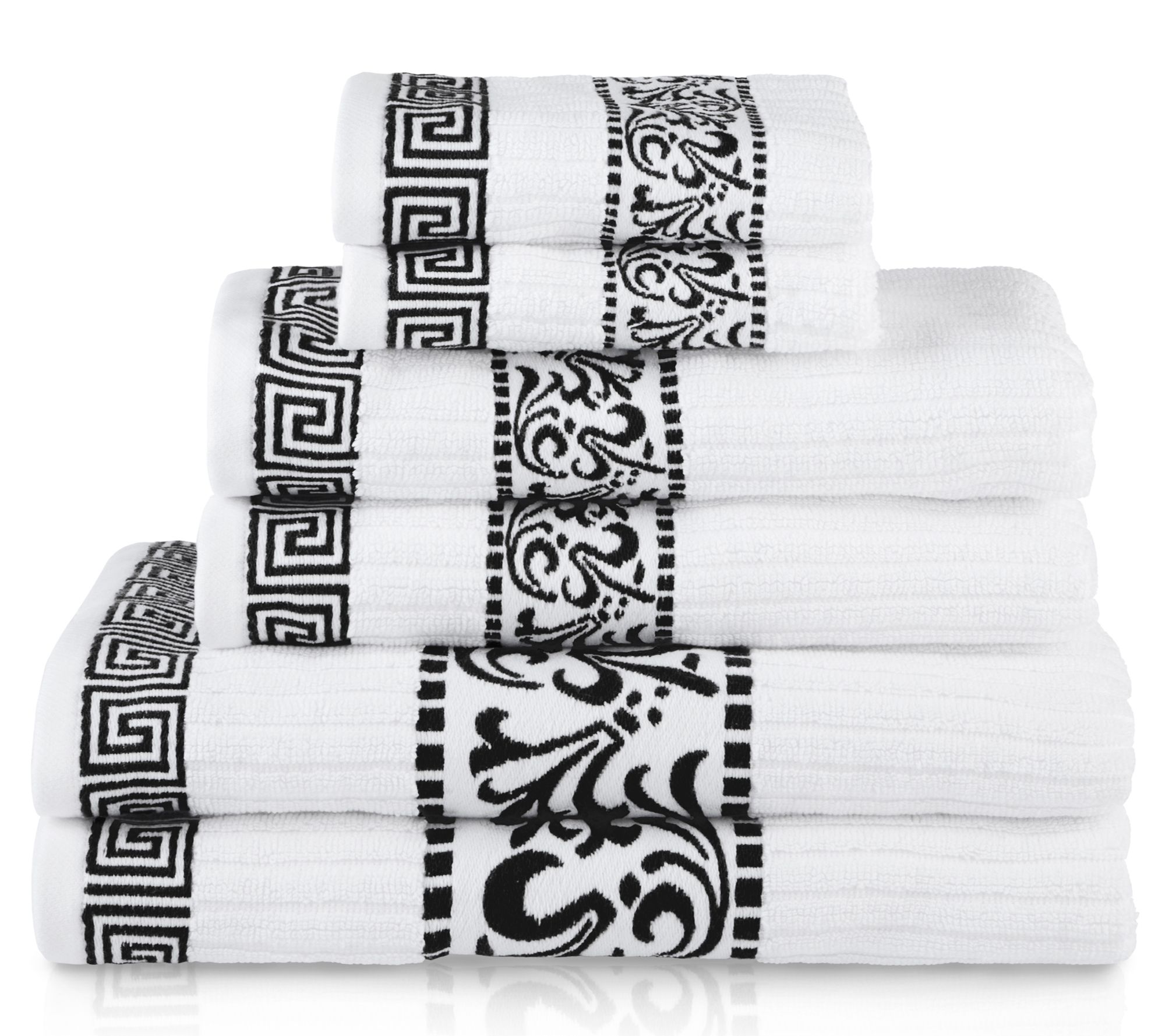 Superior Cotton 6-Piece Floral Scroll AbsorbentTowel Set