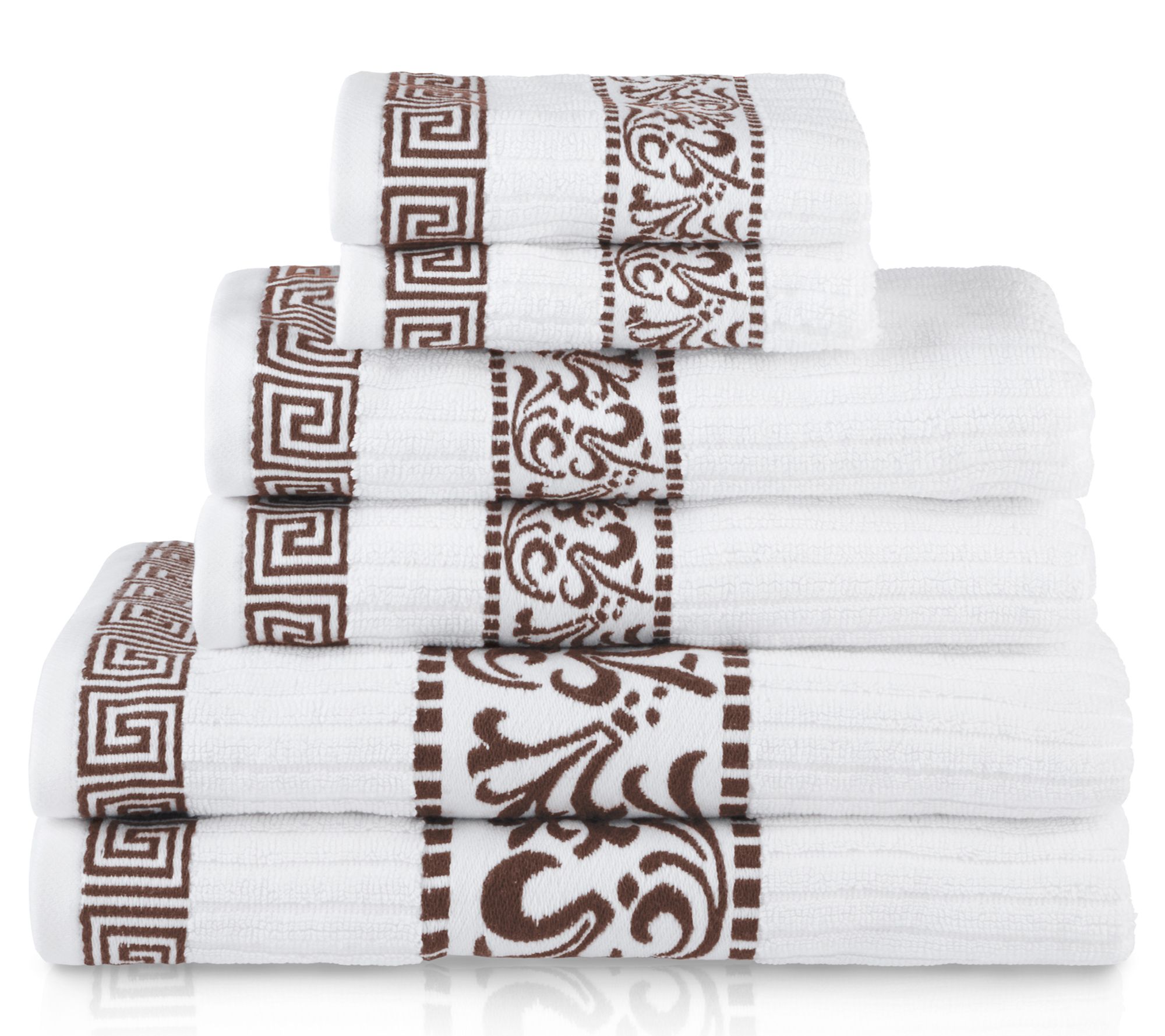 Superior Cotton 6-Piece Floral Scroll AbsorbentTowel Set
