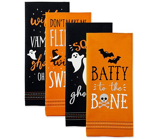 Design Imports Spooky Sayings Set of 4 KitchenTowels