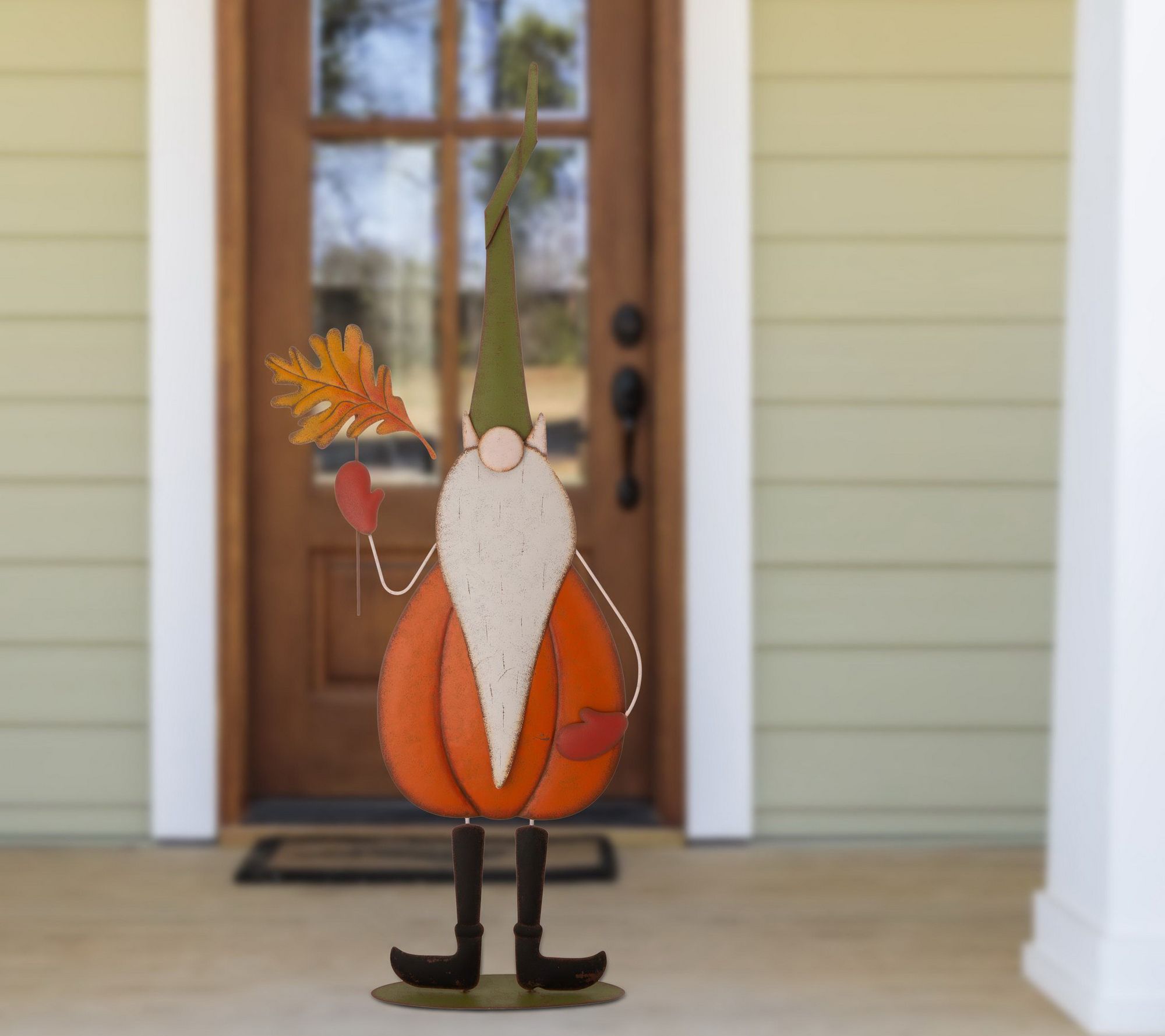 Glitzhome Fall Harvest Metal Pumpkin Yard GnomeStanding Decor