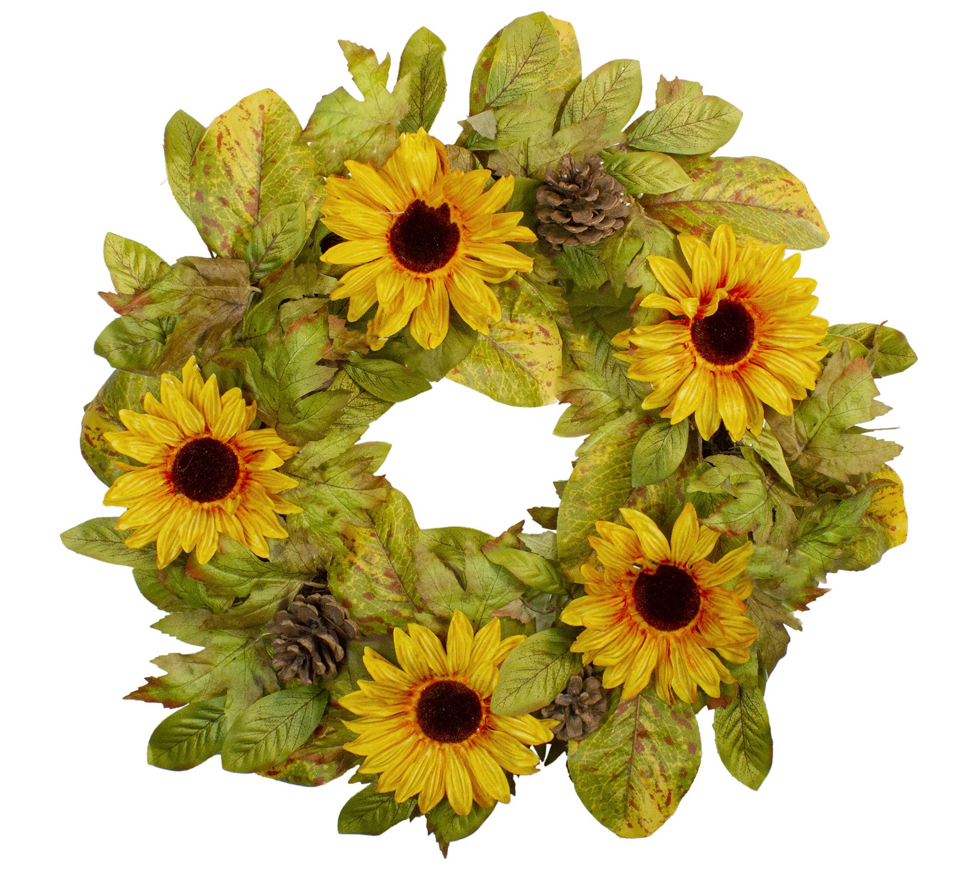 Northlight Yellow Sunflower & Pine Cone HarvestWreath 24"