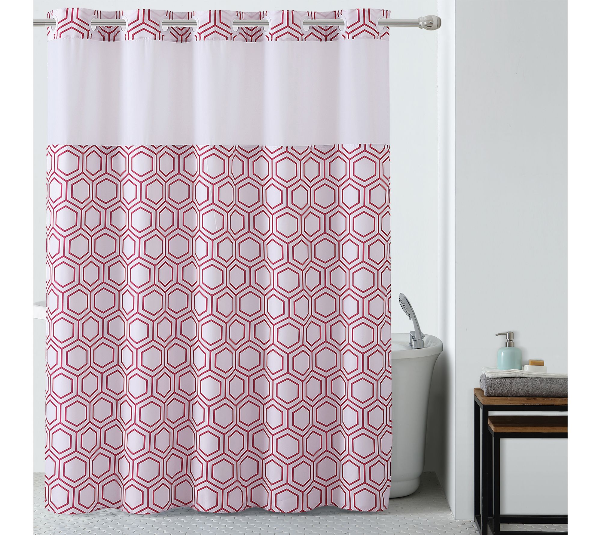 Hookless Metro Hex Shower Curtain with Peva Liner