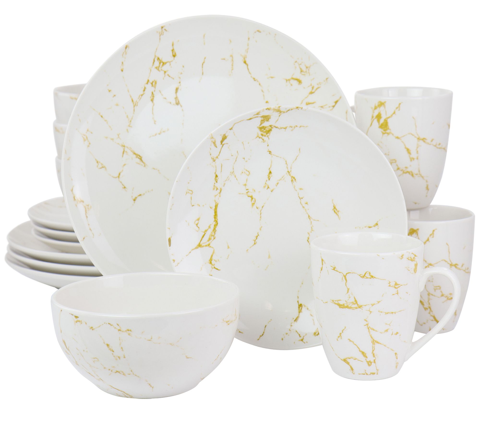 Elama Fine Marble 16 Piece Stoneware DinnerwareSet