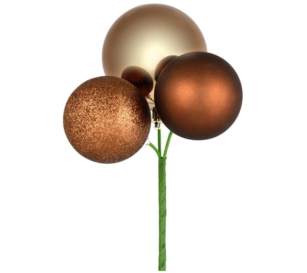 Vickerman 18" M ocha Ball Ornam ent Christmas P ick, 4 per set