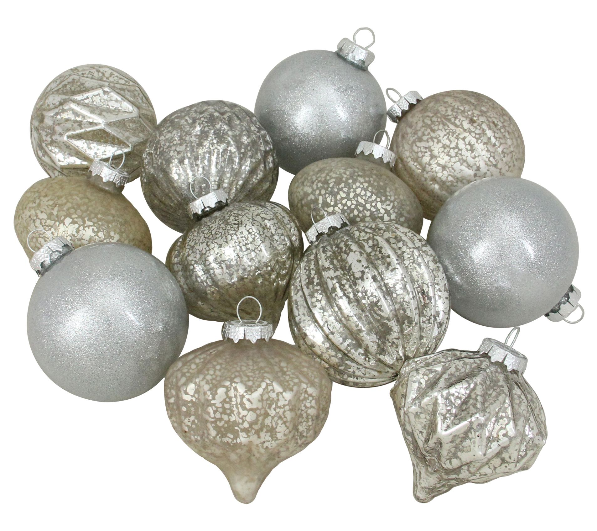 Northlight 12-Ct Champagne & Silver Glass Style Glass Ornament