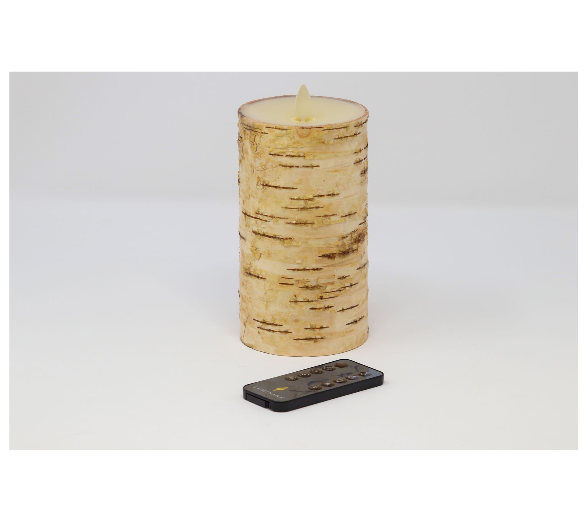 Luminara 6" Tall Birch Bark Flameless Candle wi th Remote
