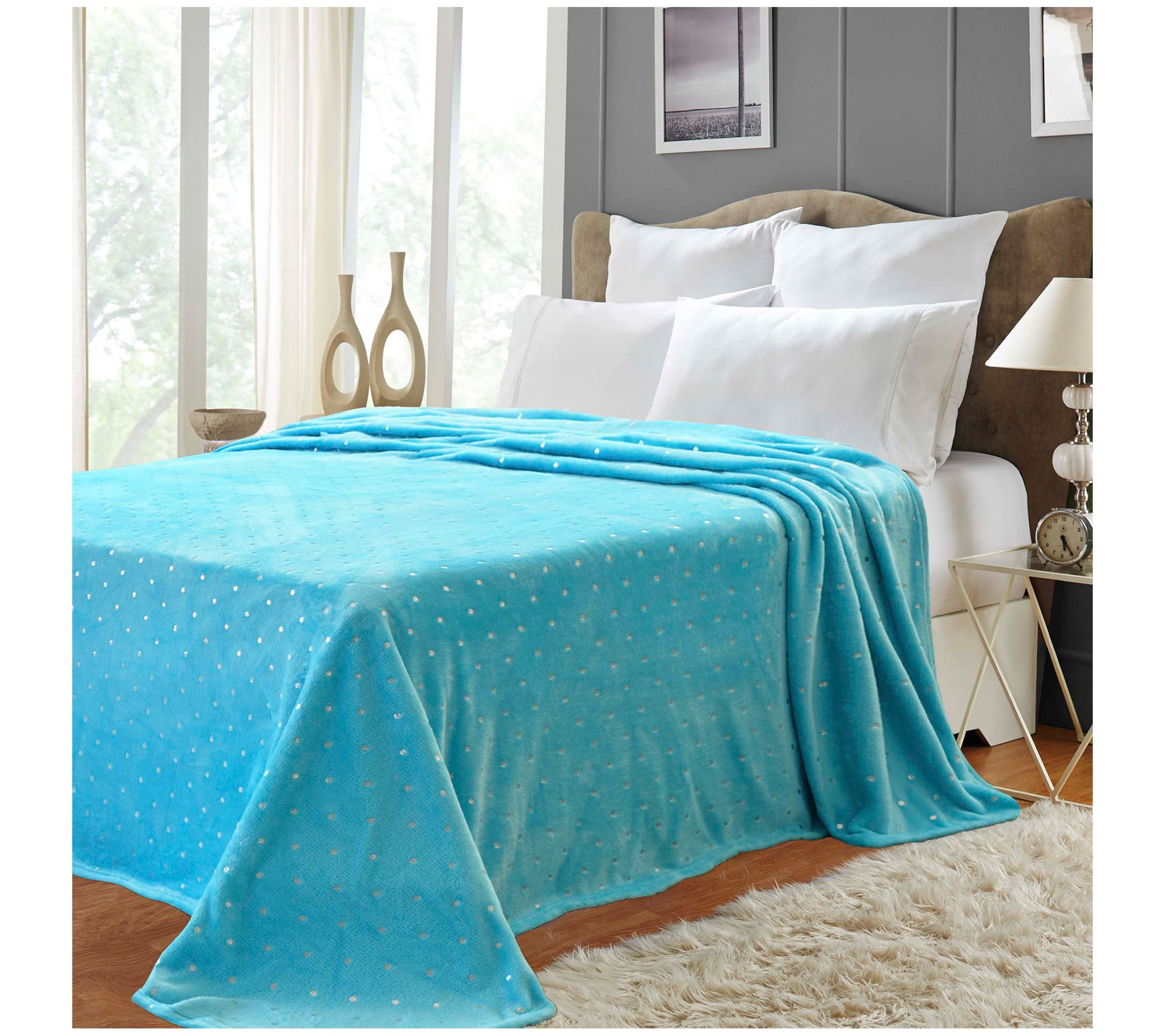 Superior Metallic Polka Dot Ultra-Plush Fleece Blanket, Twin