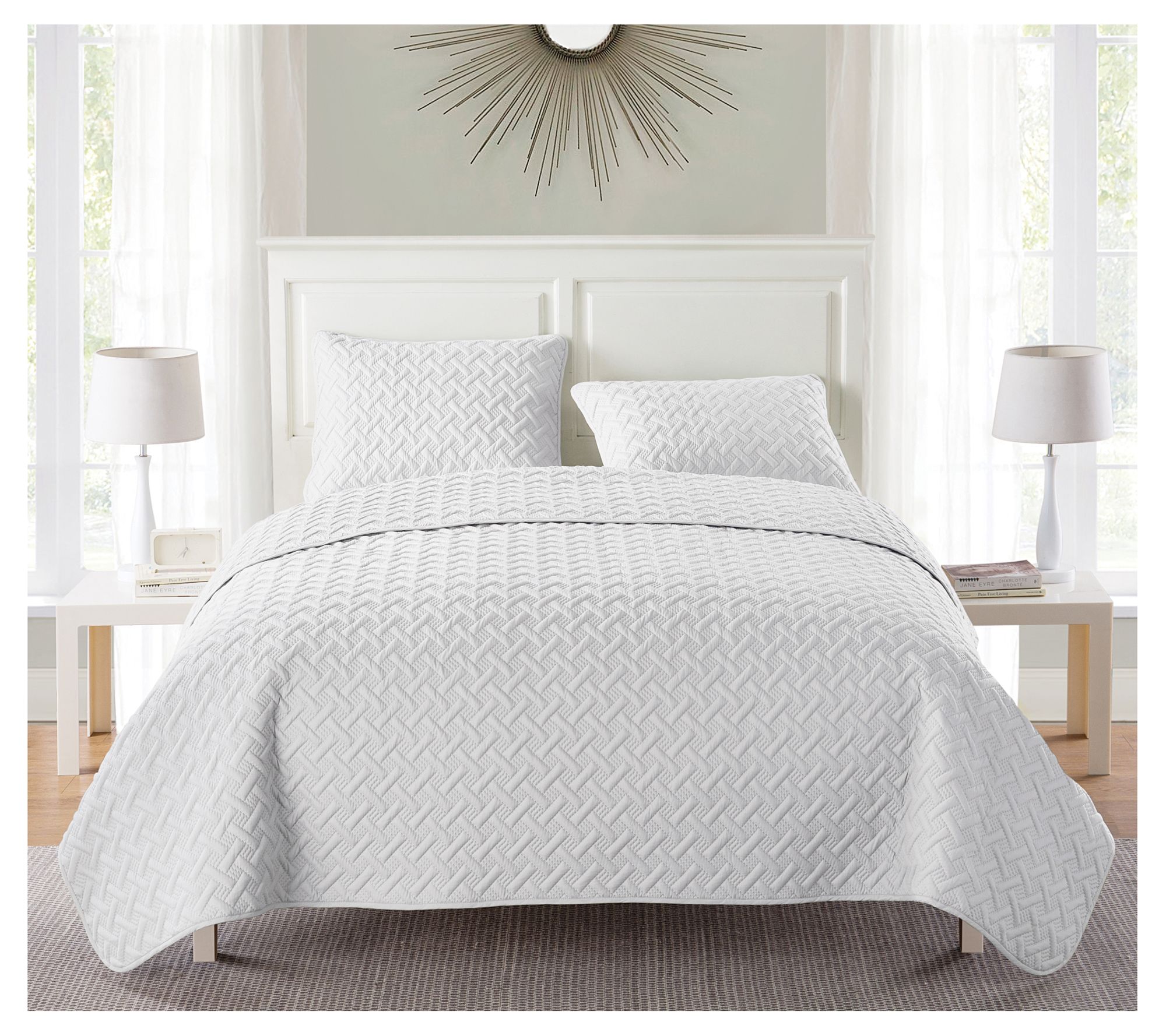 VCNY Nina Embossed Basketweave Quilt Set, King