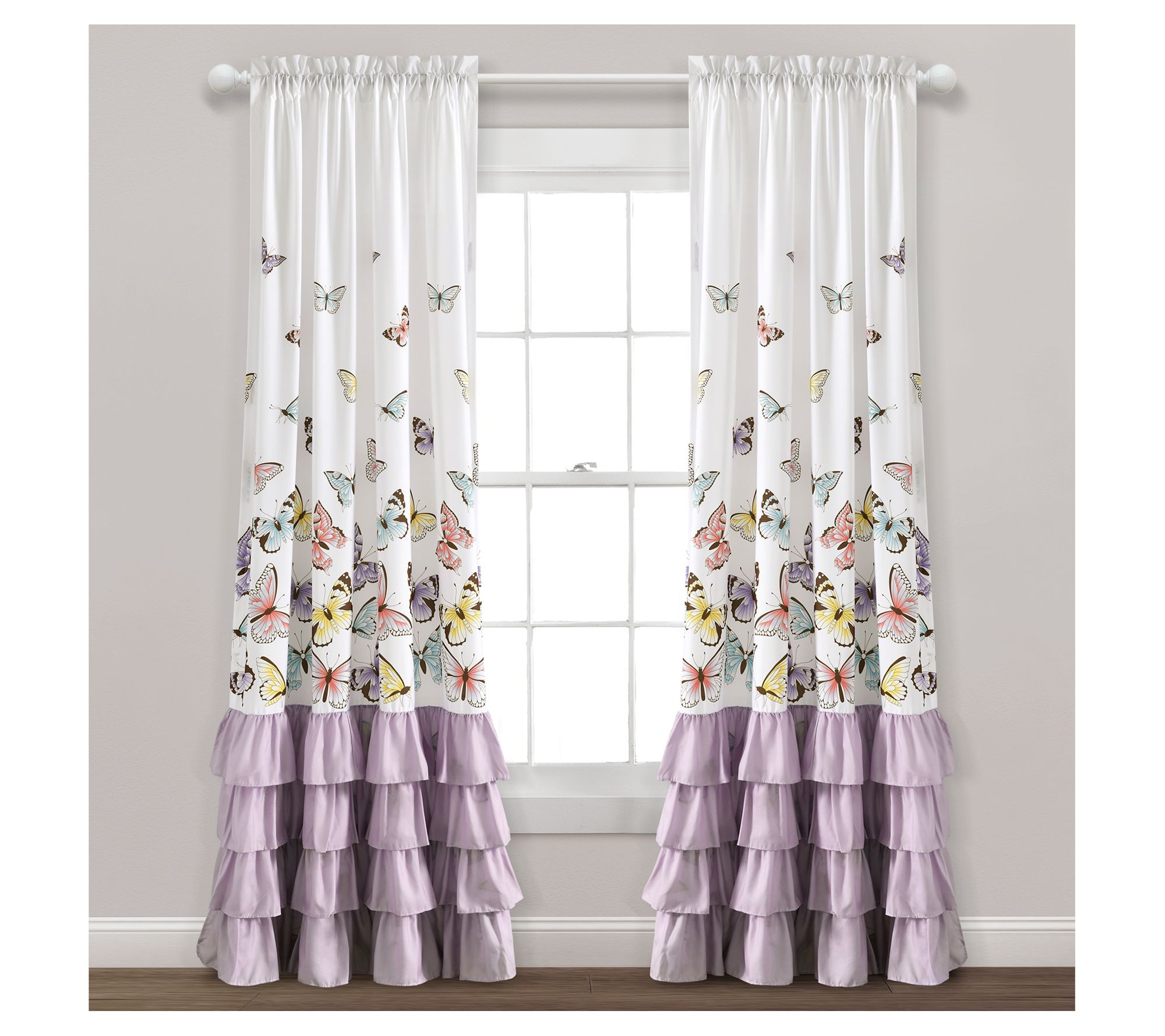 Lush Decor Flutter Butterfly Window Curtain Panls Set