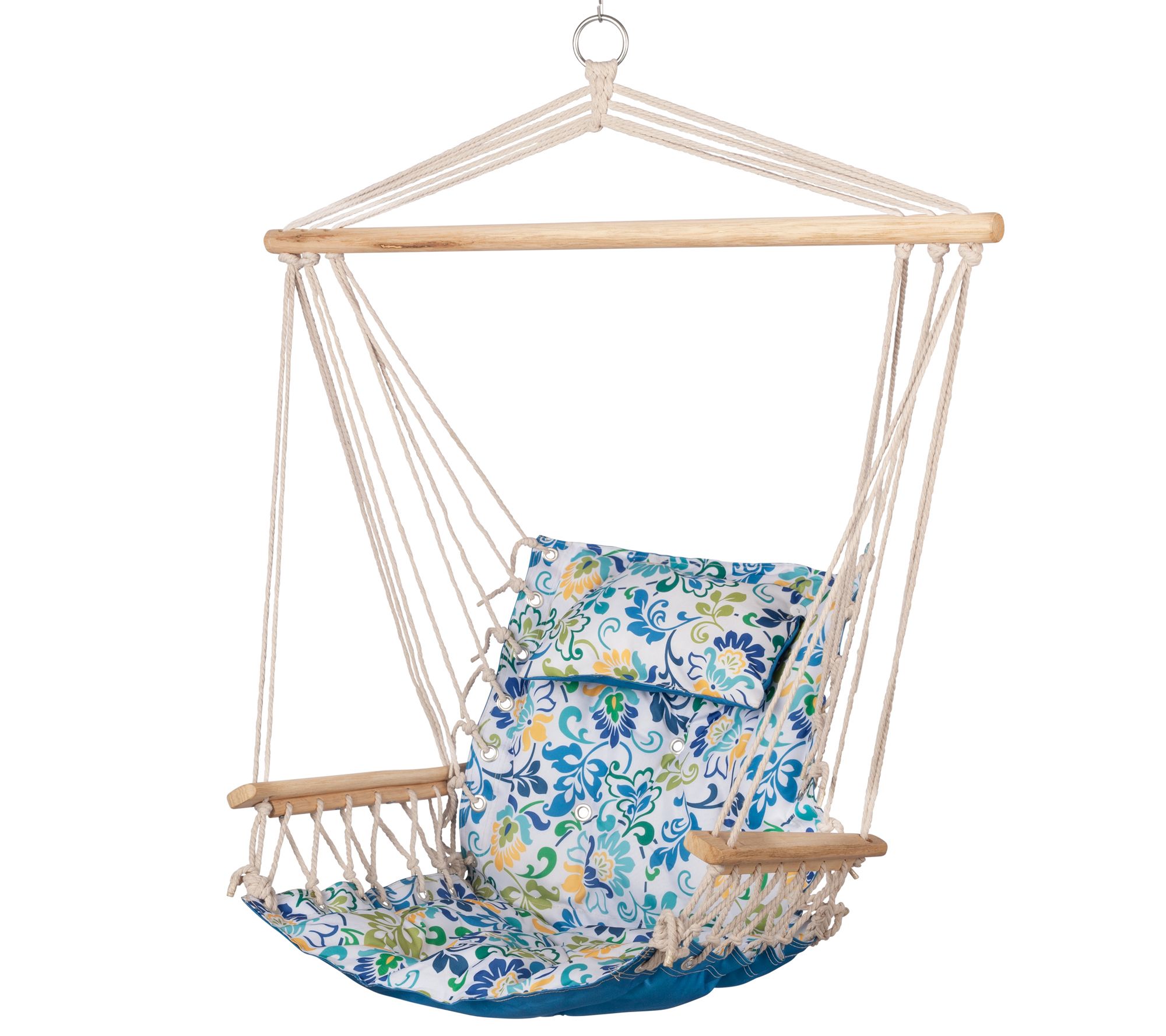 Backyard Expressions Hanging chair w/Pillow & Ams- X Padded