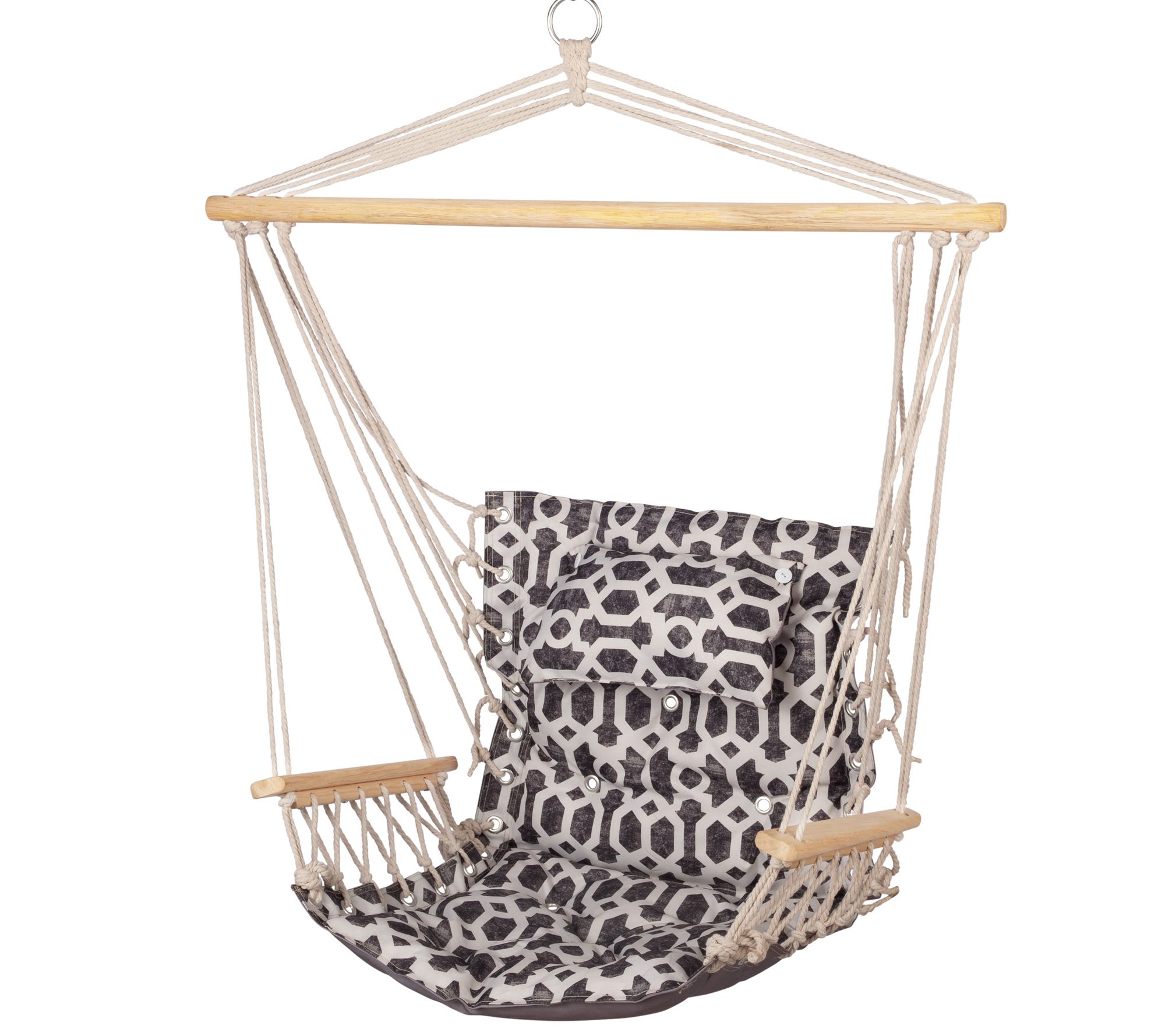 Backyard Expressions Hanging chair w/Pillow & Ams- X Padded