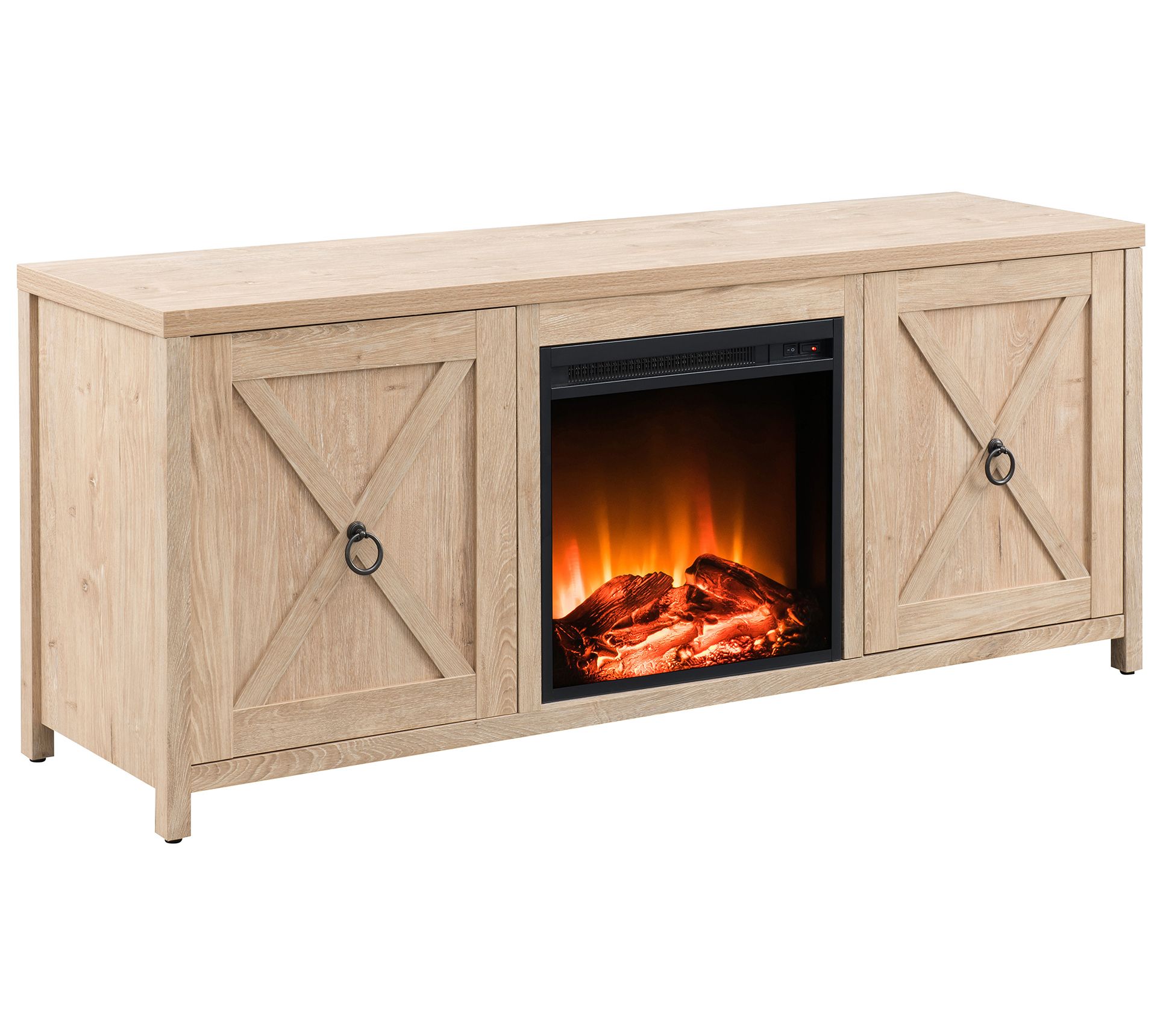 Hudson & Canal Granger 65" TV Stand with Log Fireplace