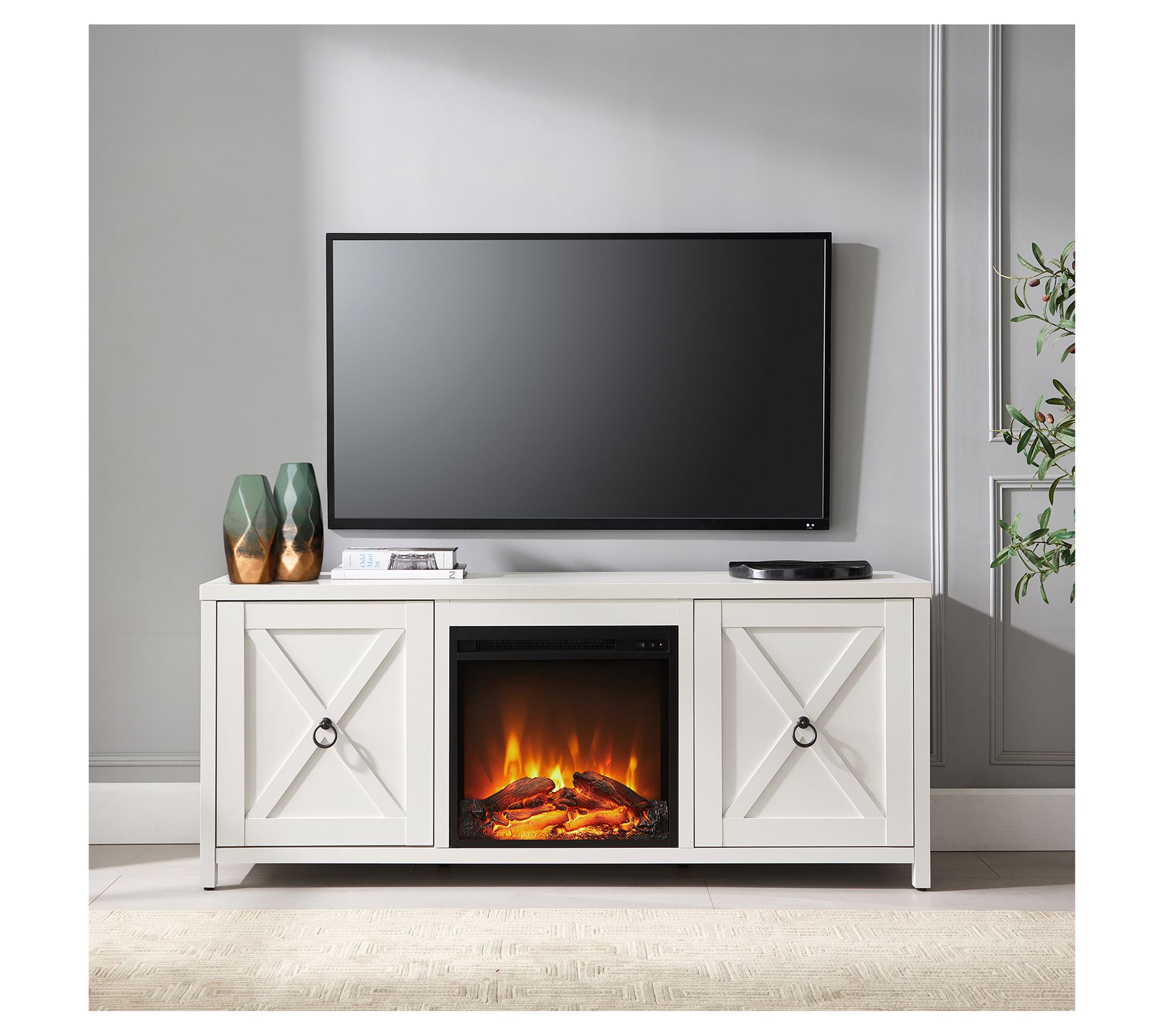 Hudson & Canal Granger 65" TV Stand with Log Fi replace