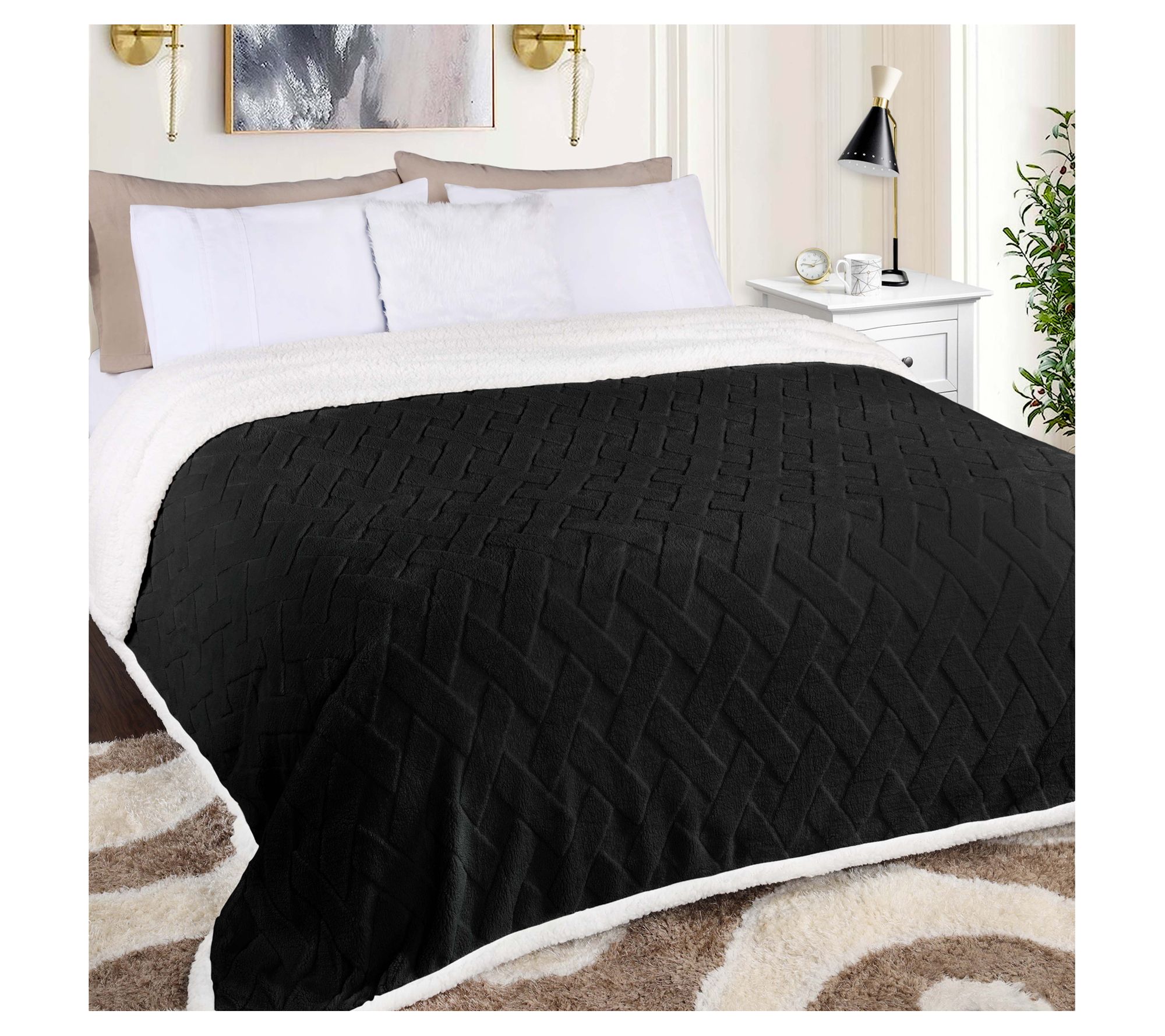 Superior Reversible Jacquard Fleece Blanket-  T win